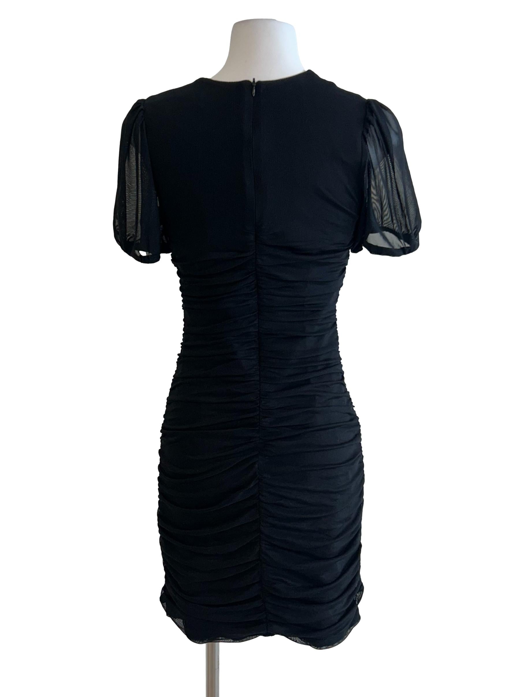 Crow Black Queen Anne Ruched Dress