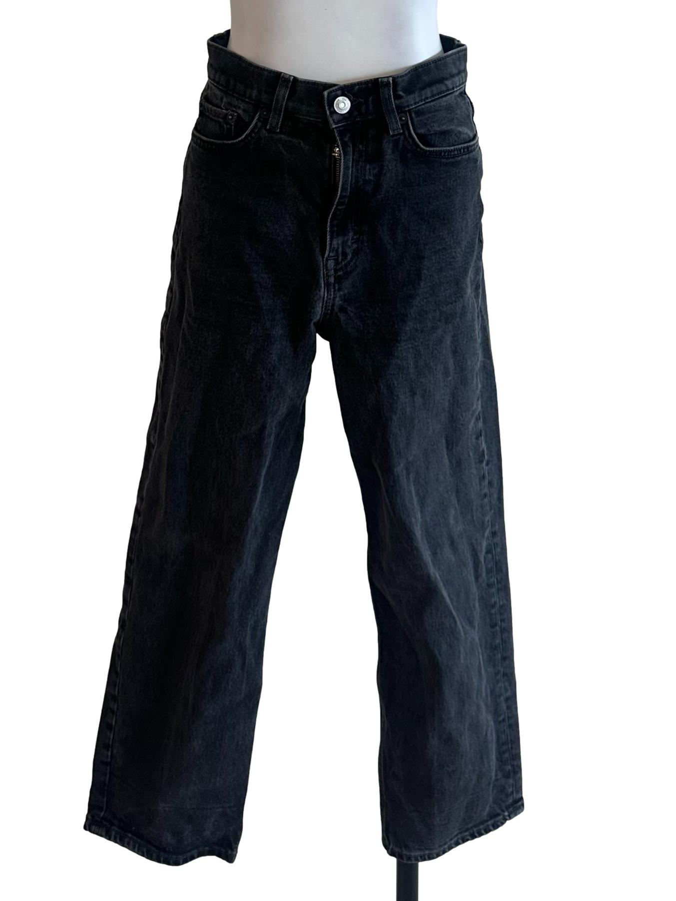 Charcoal Black Denim Straight Jeans
