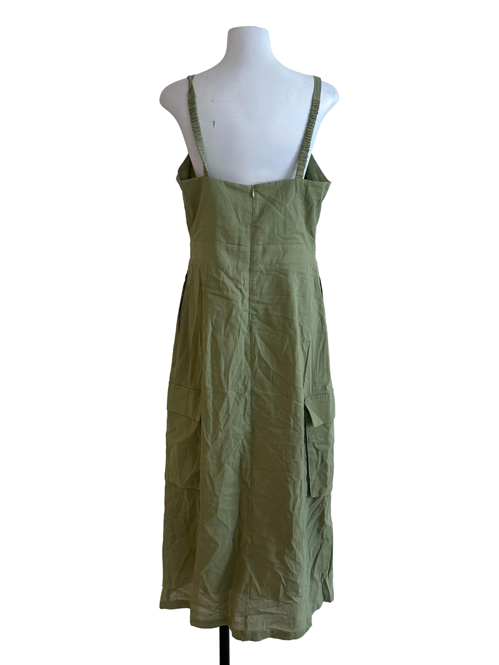 Matcha Green Square Neck Slit Dress