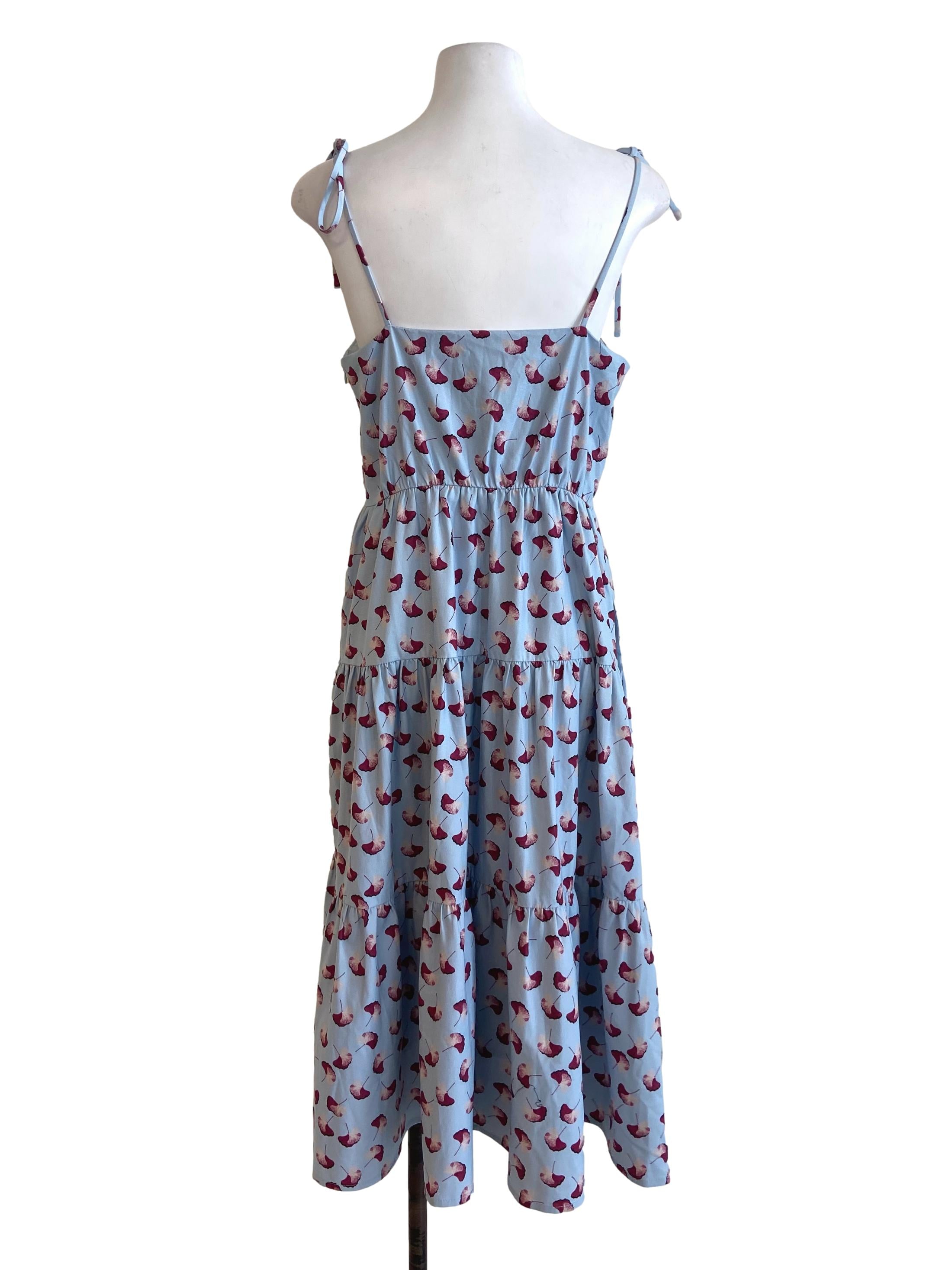 Frost Blue Floral Spaghetti Strap Layered Dress LB