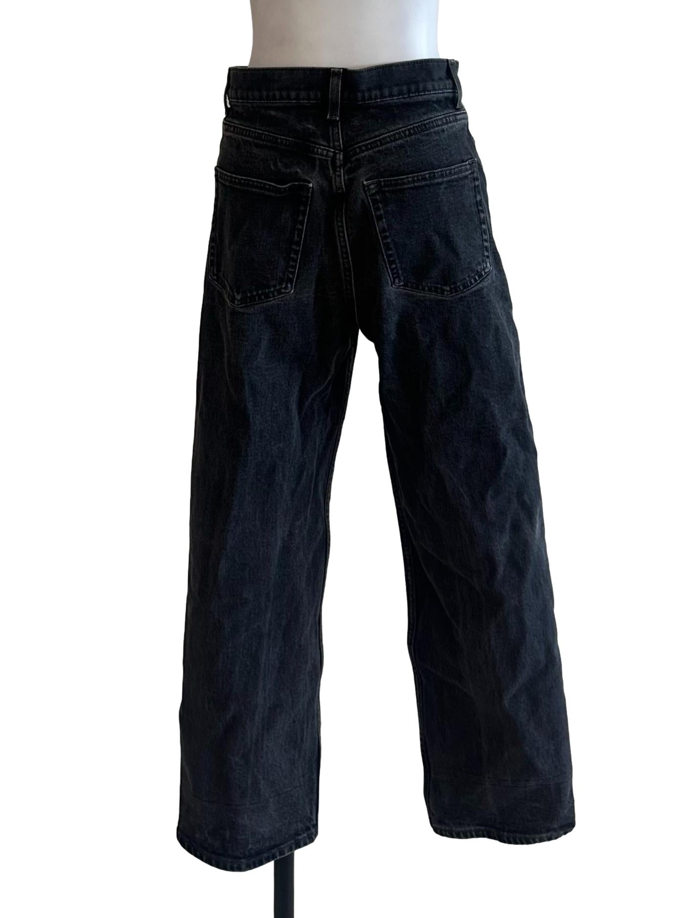 Charcoal Black Denim Straight Jeans