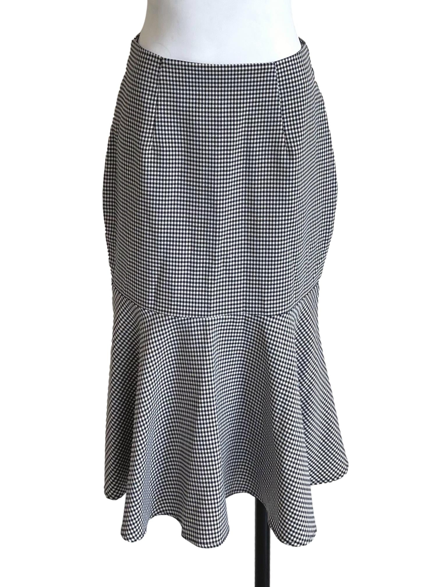 Black & White Shepherds Flounced Skirt TEM