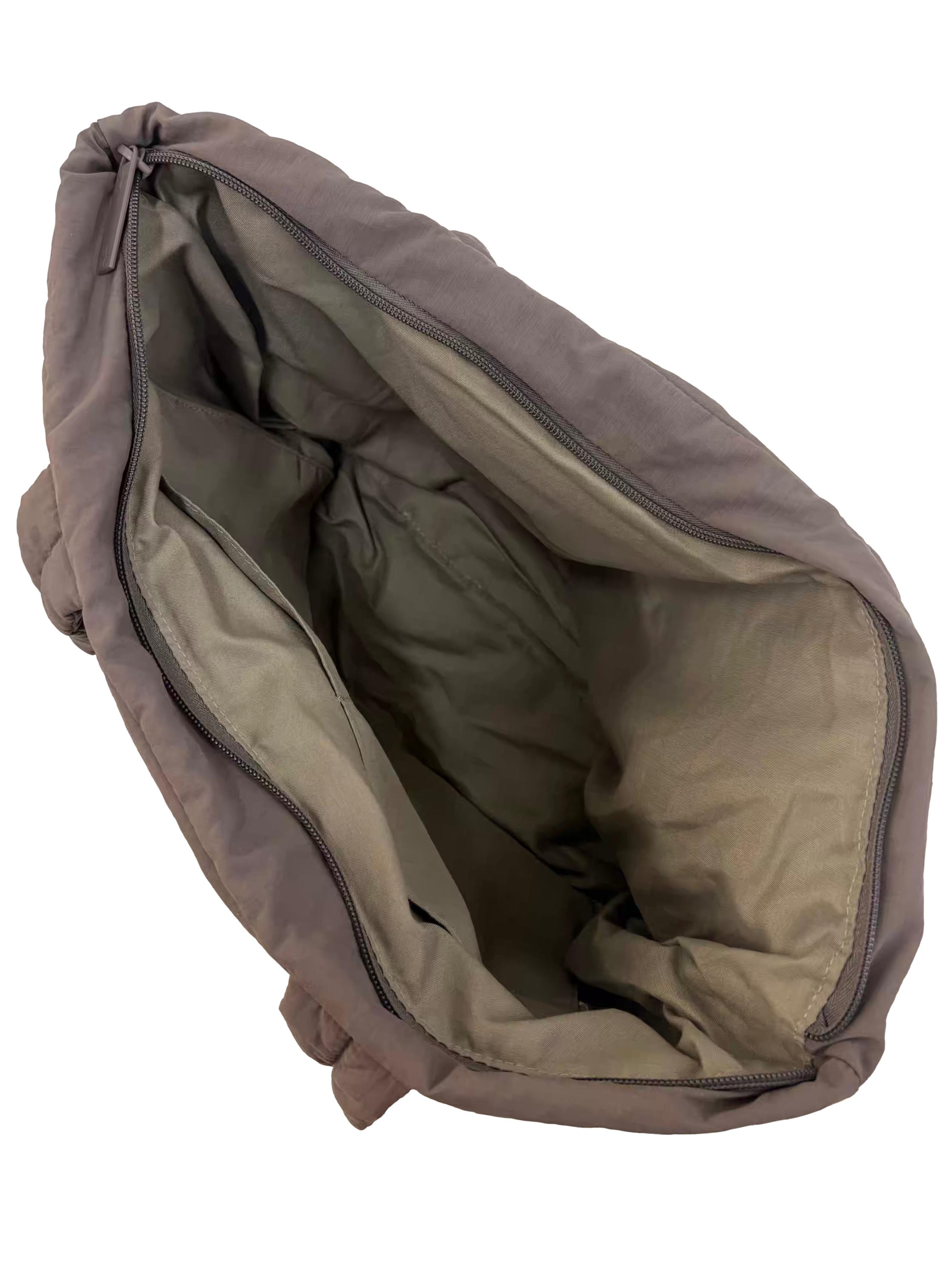 Grey Nylon Puffer Shopper Tote Bag