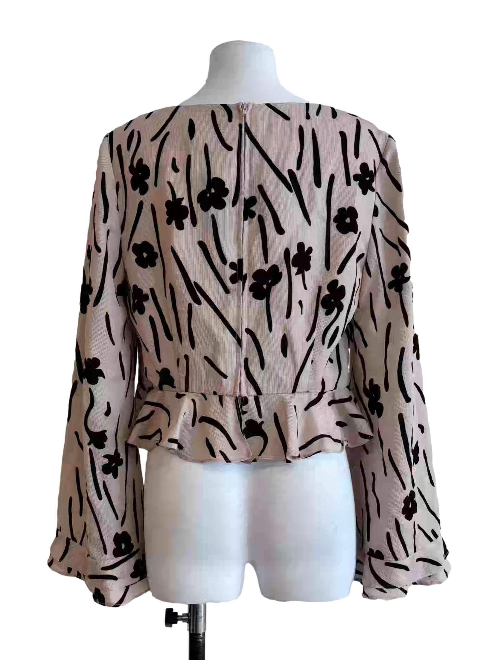 Light Beige Printed Square Neck Blouse