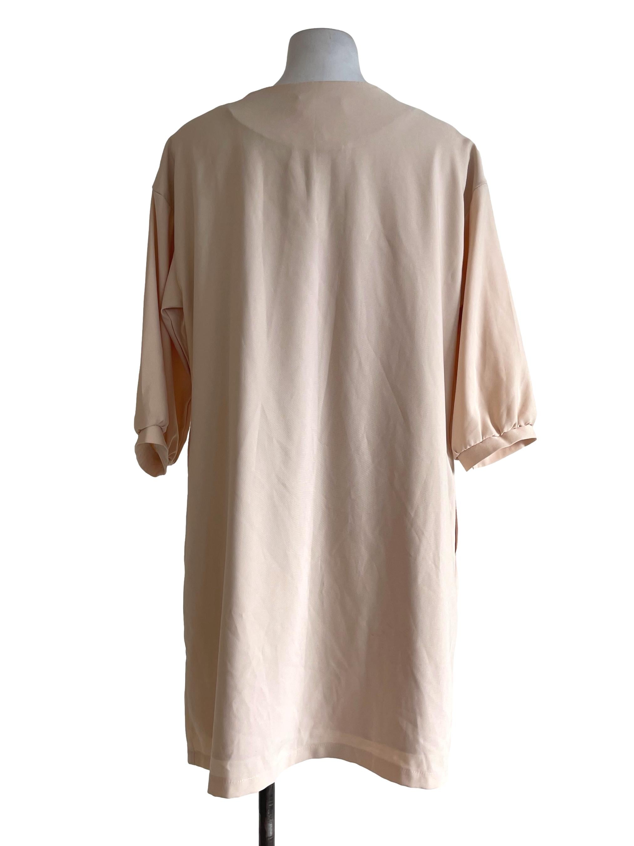 The Editor's Market Beige Buttoned Long Blouse | REFASH