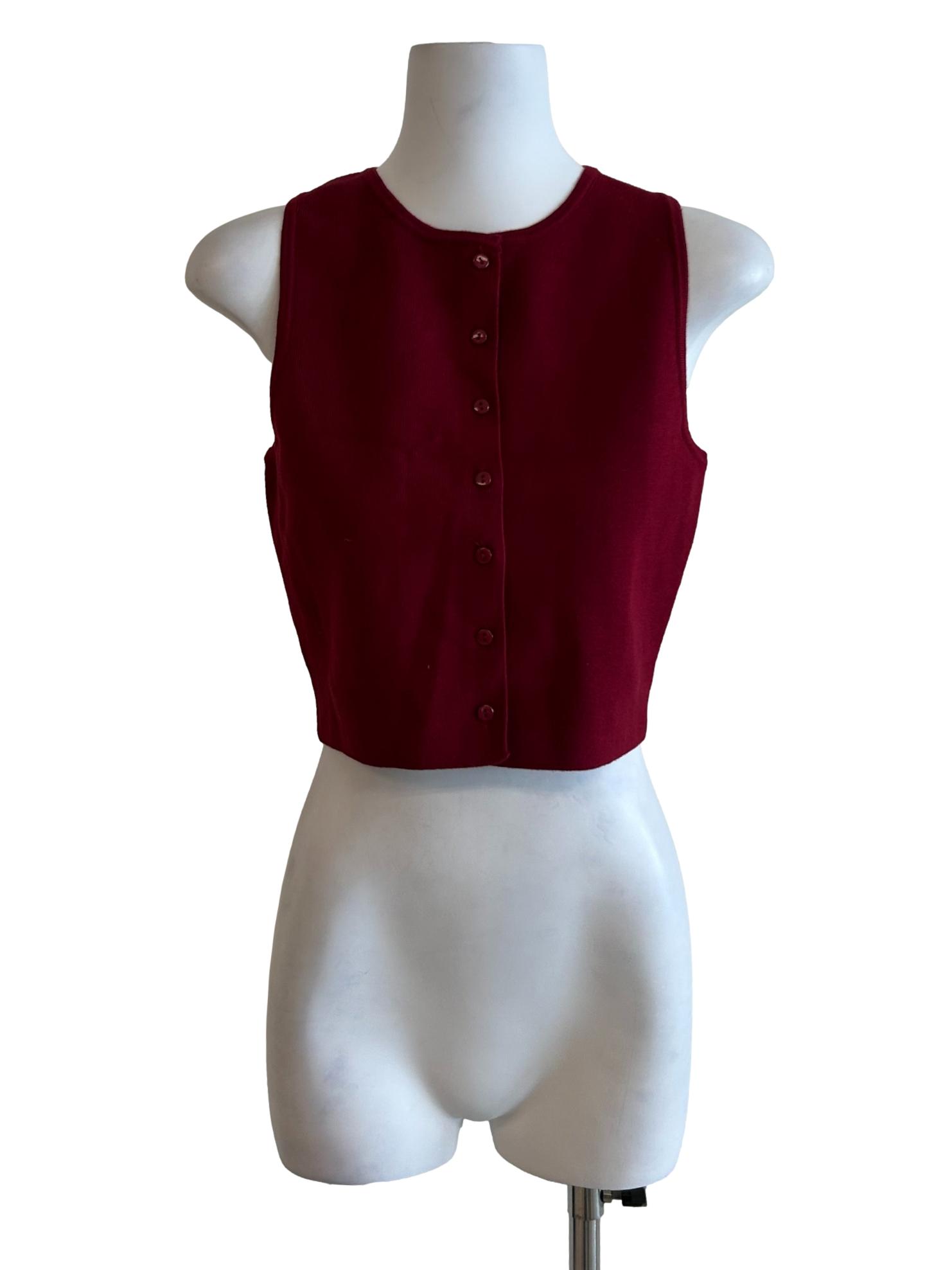 Blood Red Ribbed Sleeveles Top