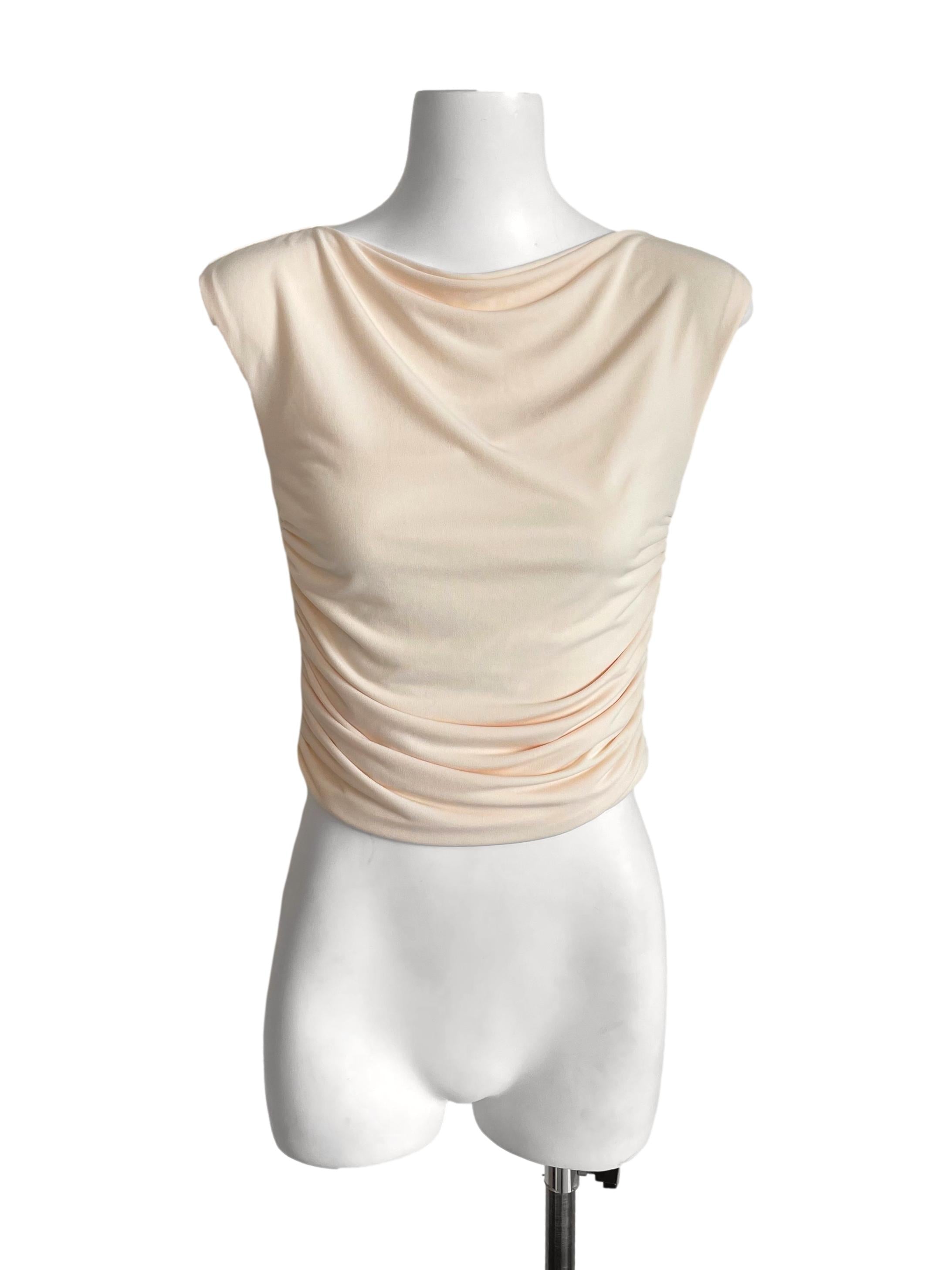Cream Draped Sabrina Top