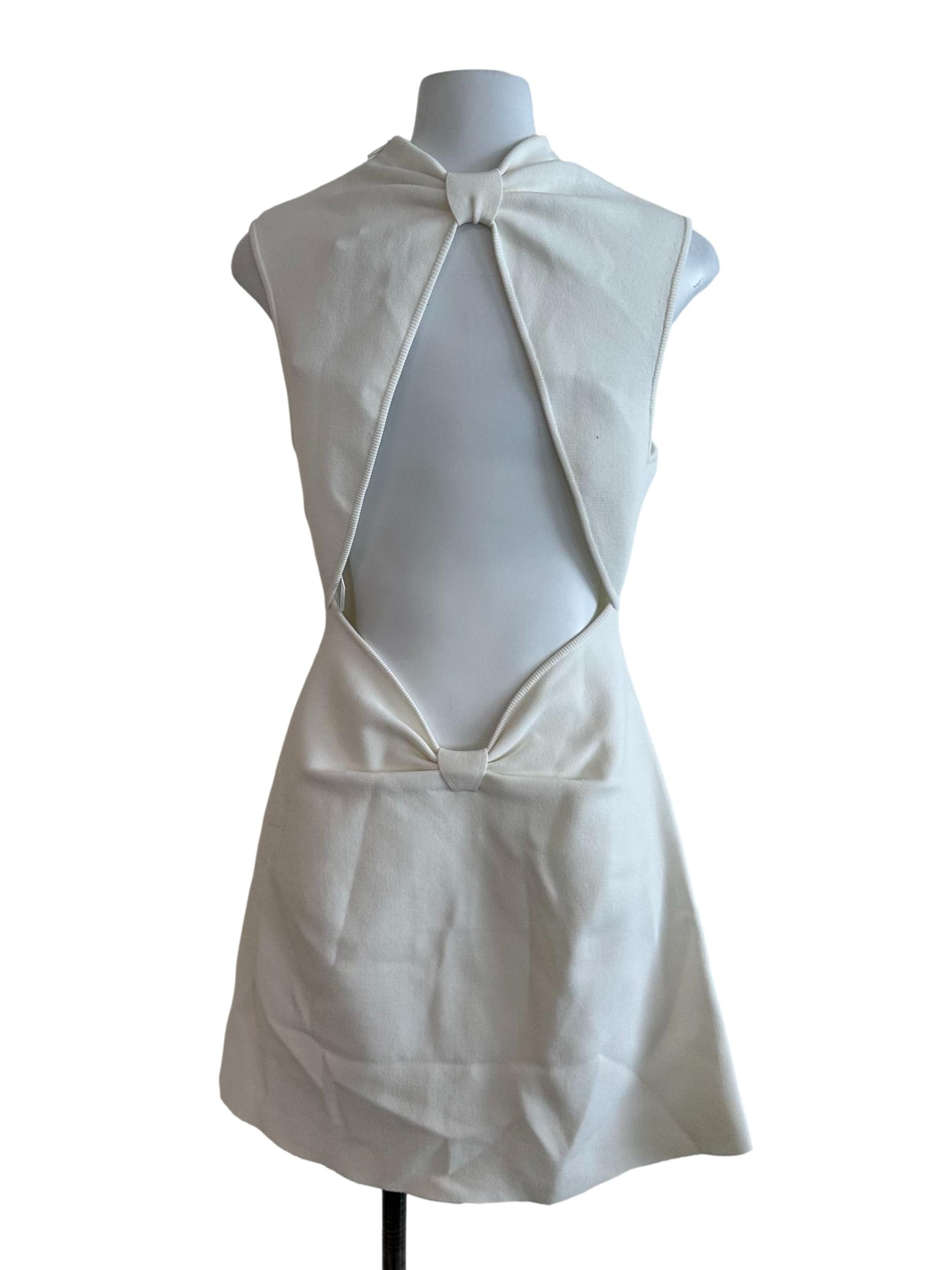 Off White High Neck Backless Dress
