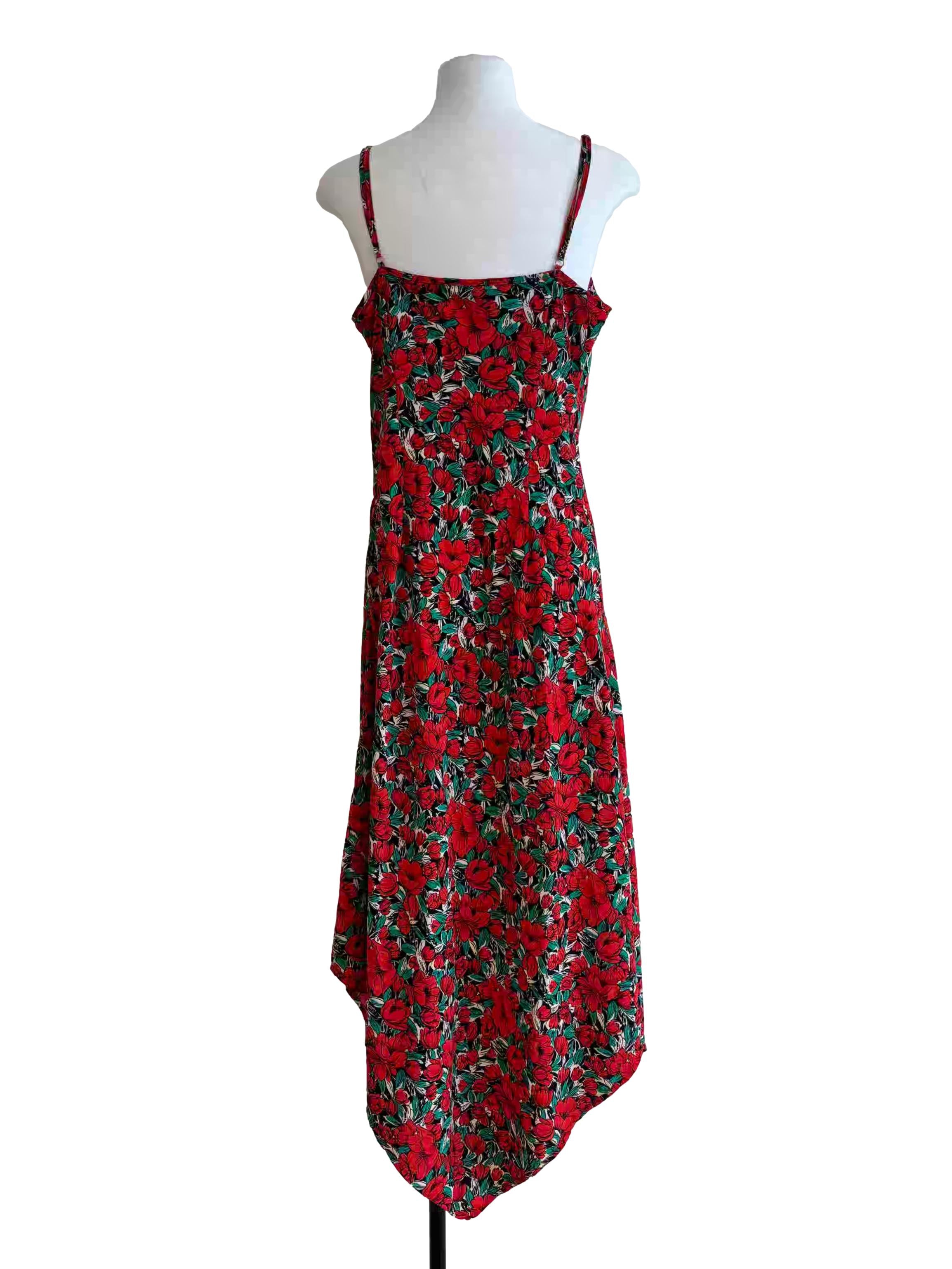 Rose Red Cowl Floral Slip Dress