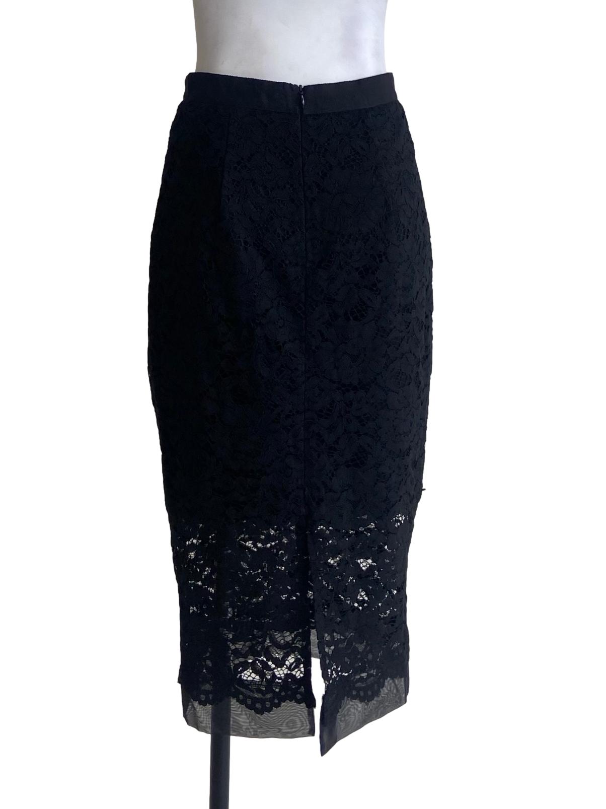Black Floral Lace Slit Skirt