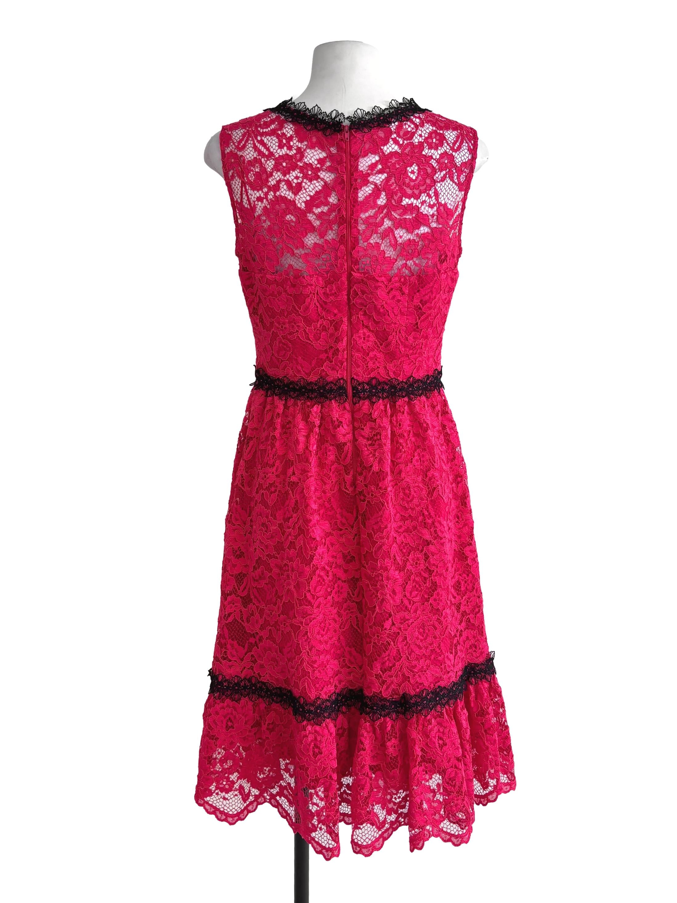 Rose Red Floral Lace Drop Waist Sleeveless Dress