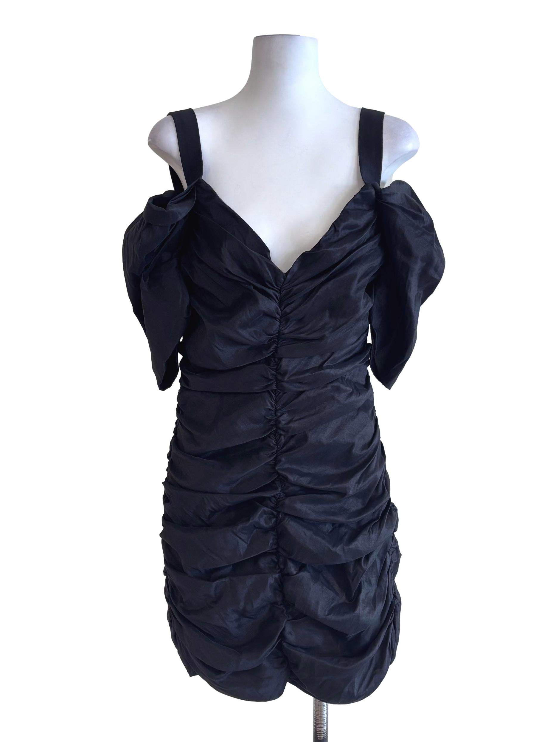 Black Drop Shoulder Bodycon Dress