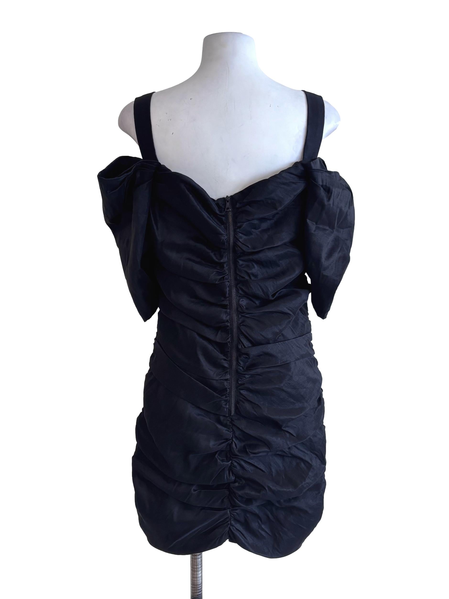 Black Drop Shoulder Bodycon Dress