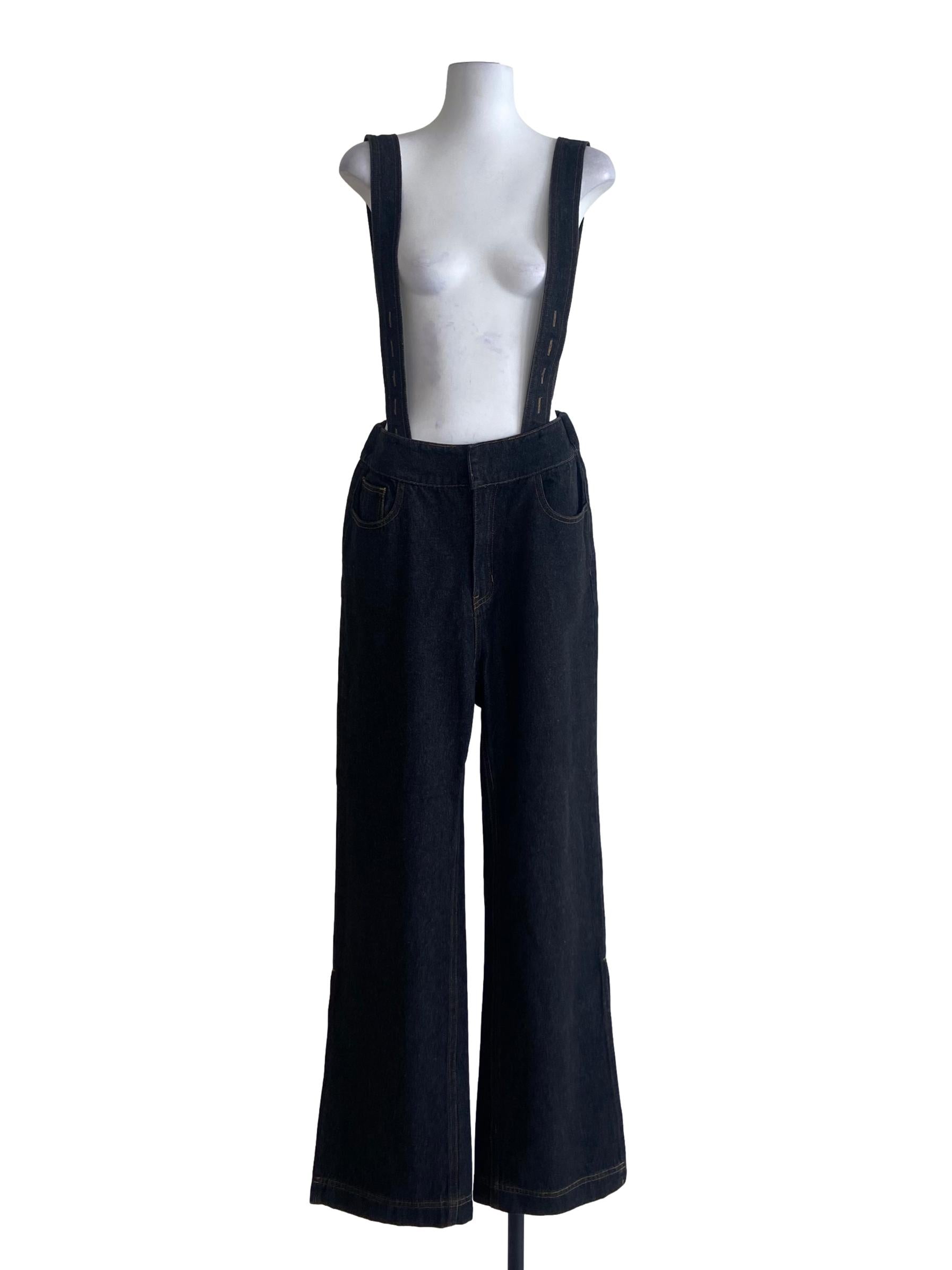 Black Suspender Jeans Pants