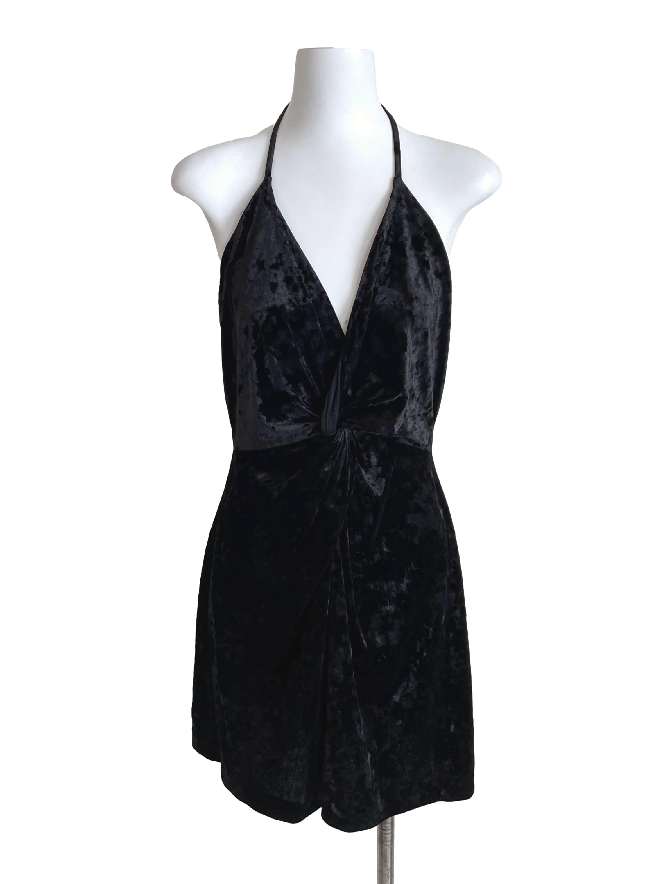 Black Velvet Halter Straps Dress