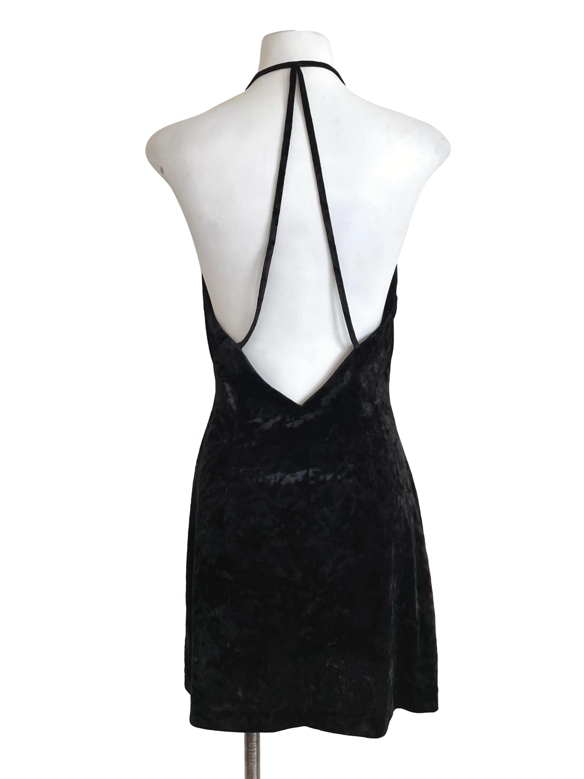 Black Velvet Halter Straps Dress