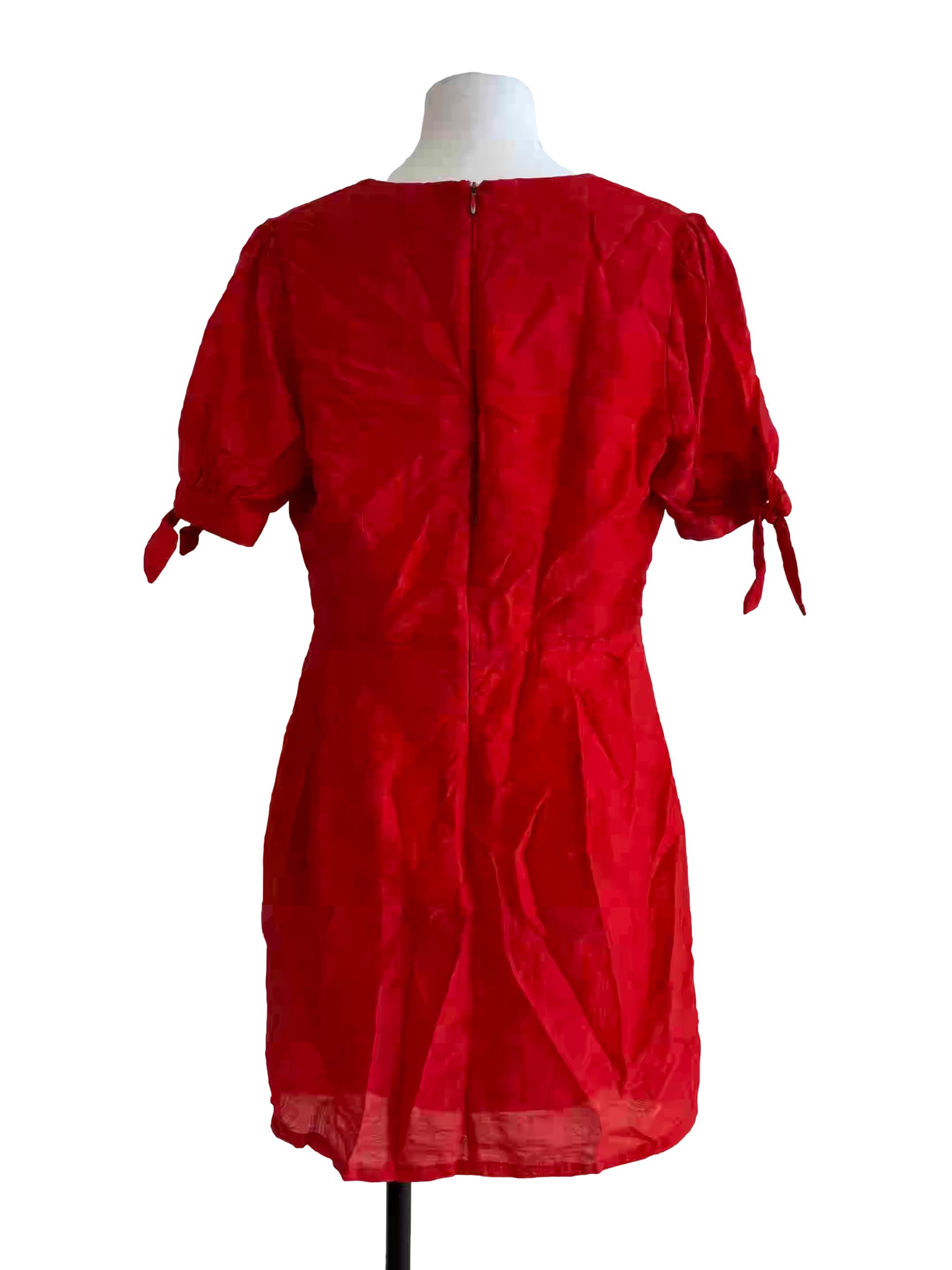 Fire Red Front Twist A-Line Dress