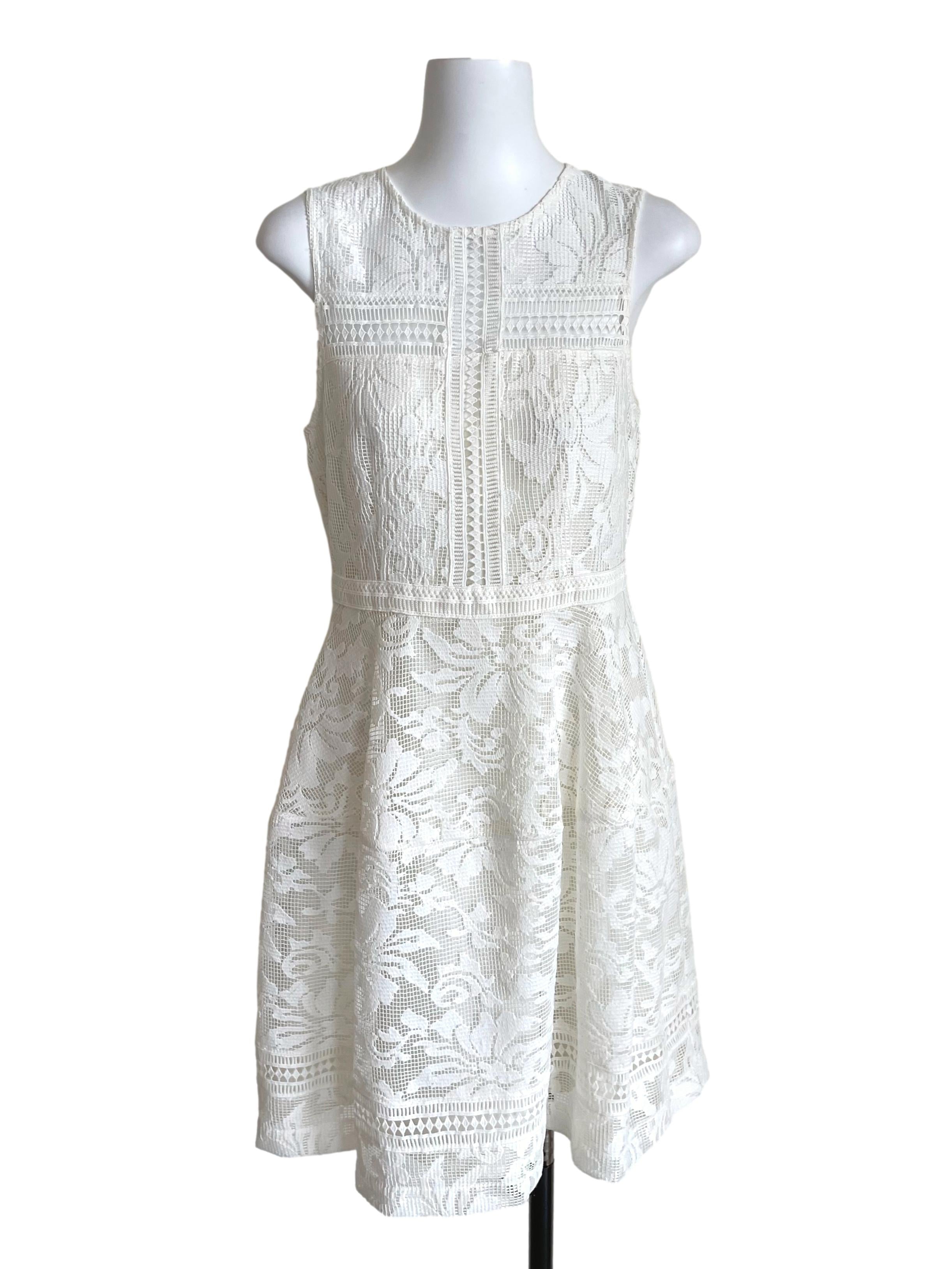 White Embroidery A-Line Dress