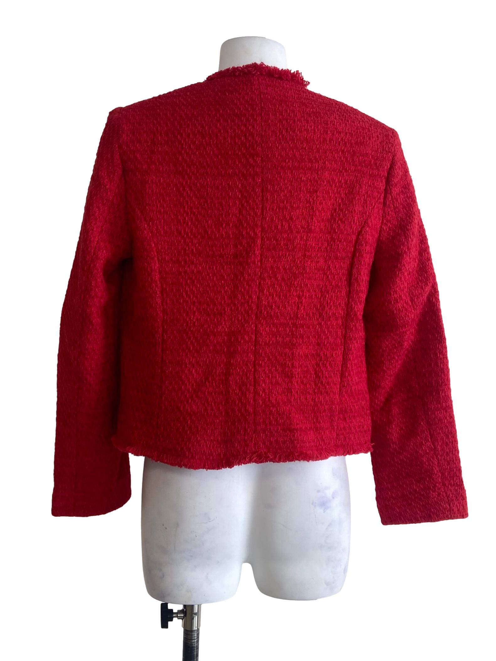 Rose Red Button Down Tweed Cardigan