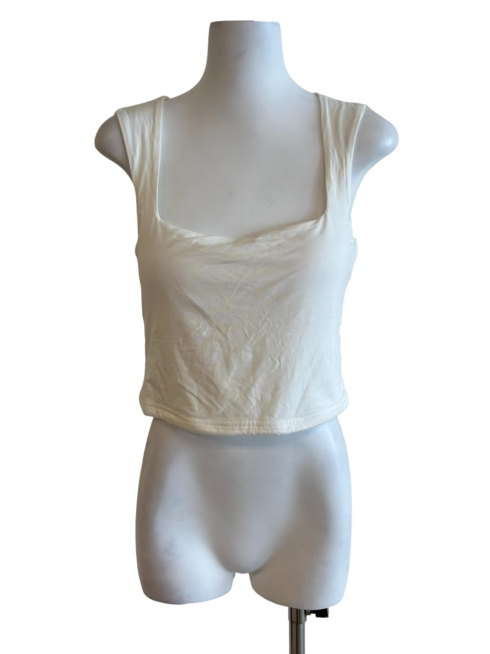 Alabaster White Square Neckline Top