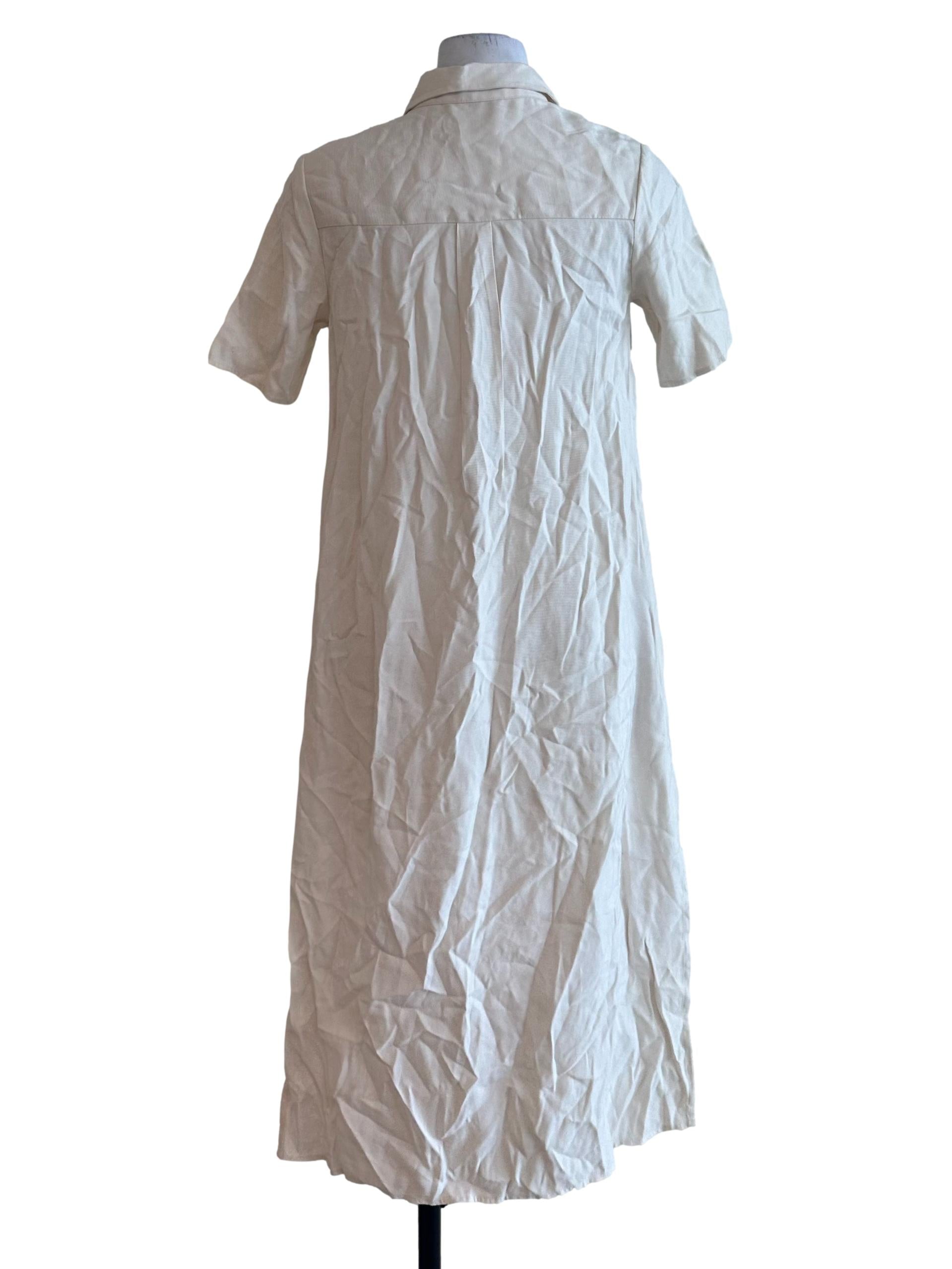 Ivory White Collar Slit Shirt Dress OSN