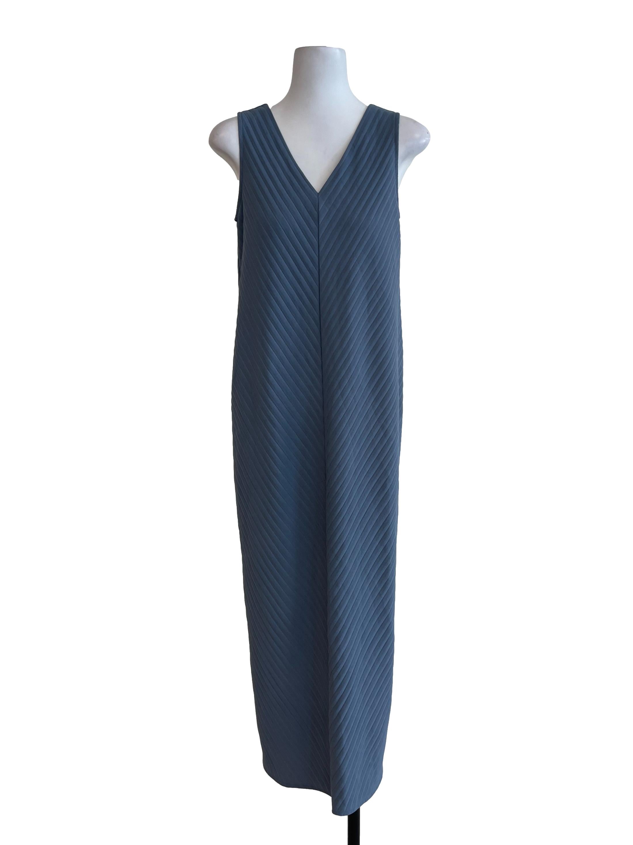 Dusty Blue Pleated Maxi Dress