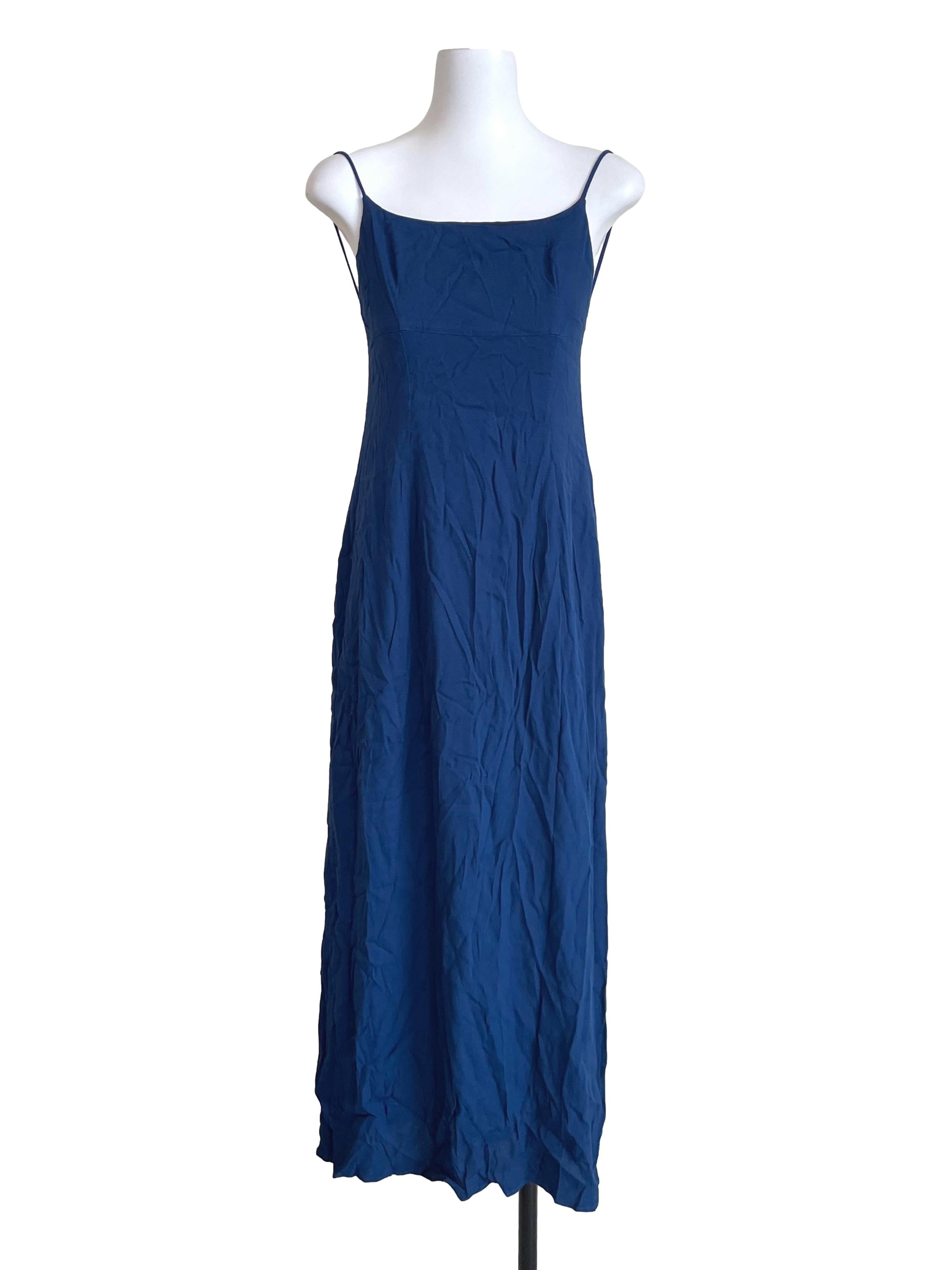 Dark Blue Open Back Slip Dress