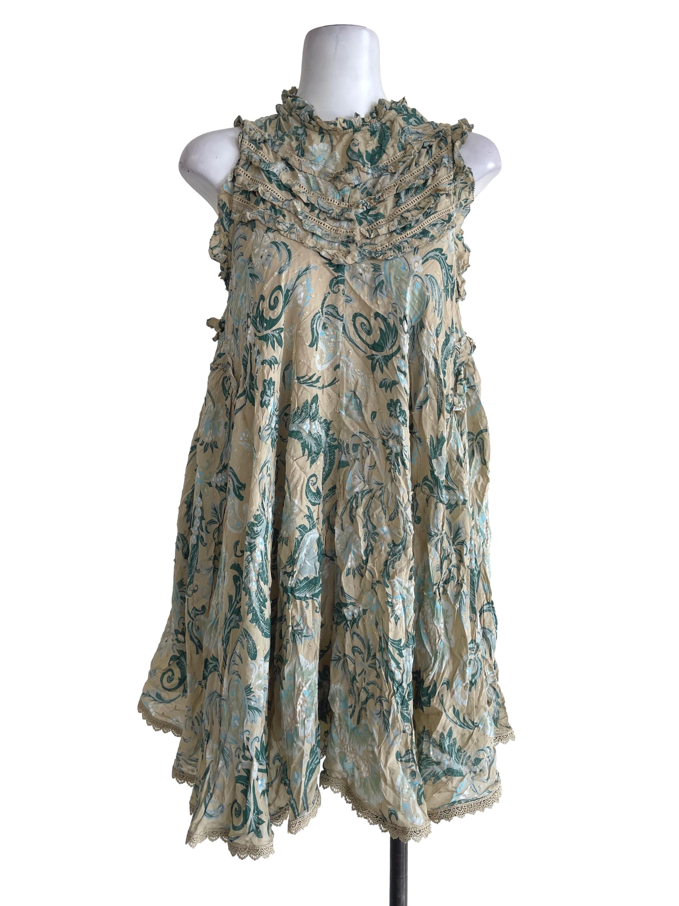 Spell & The Cypsy Green Textured Printed Dress | REFASH