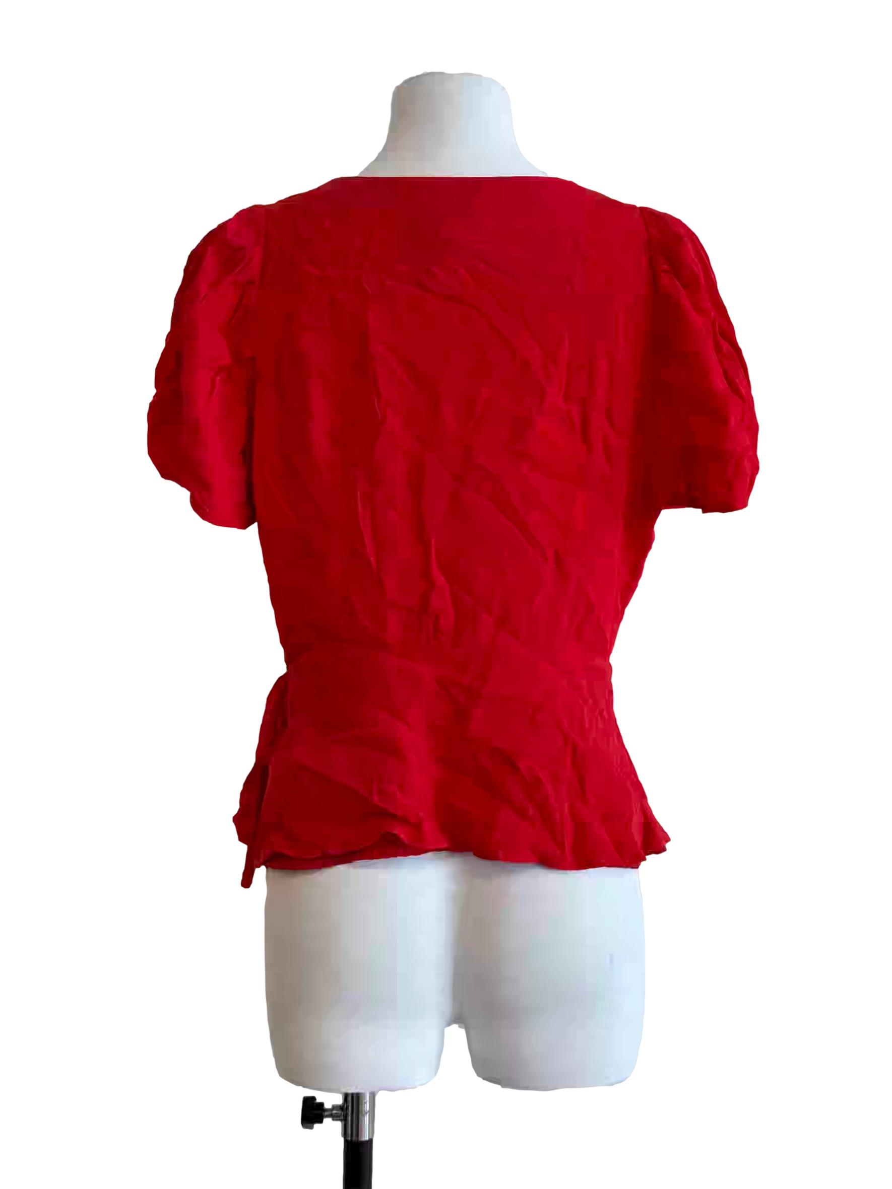 Lava Red Surplice Peplum Top