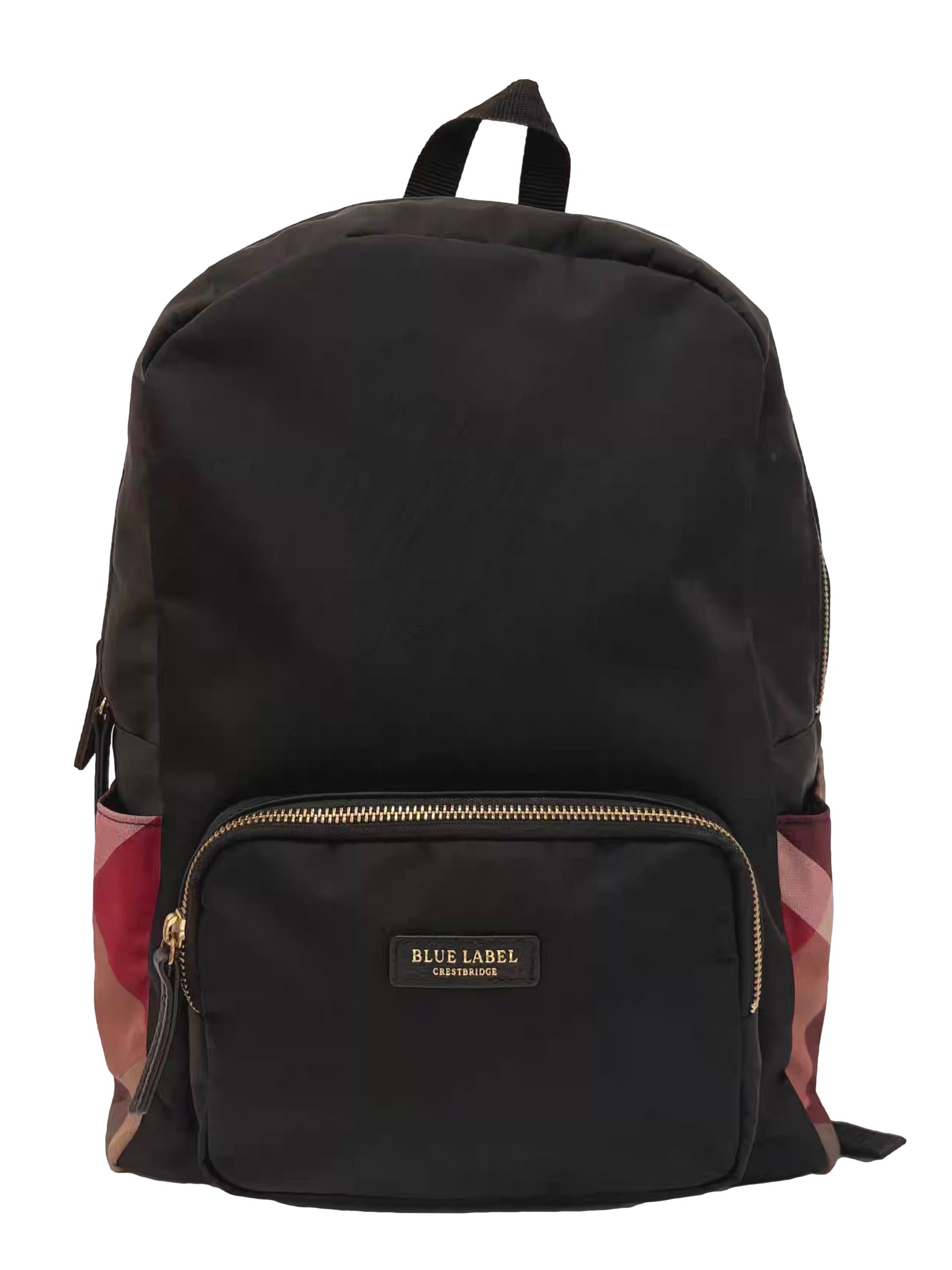 Black Partial Crestbridge Check Nylon Backpack CSN