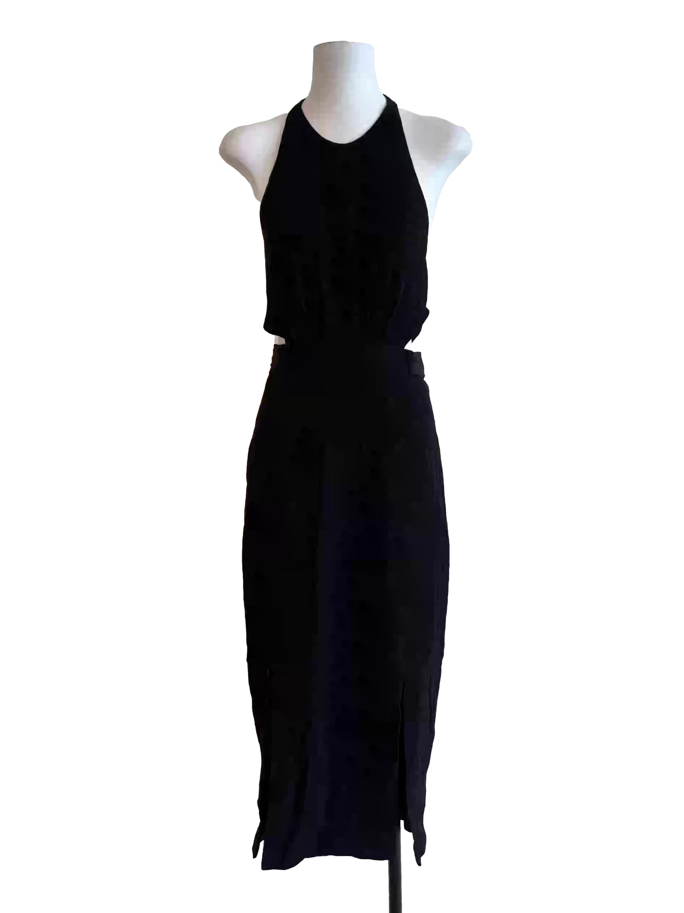 Rich Black Backless Bodycon Dress