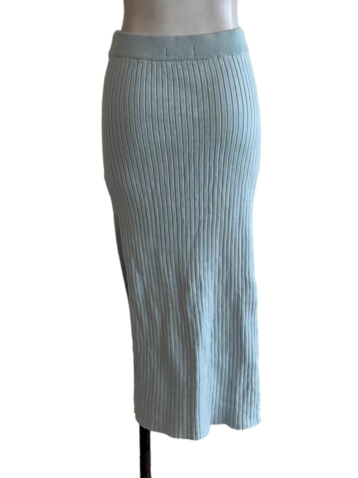 Baby Blue Rib Knit Pencil Skirt