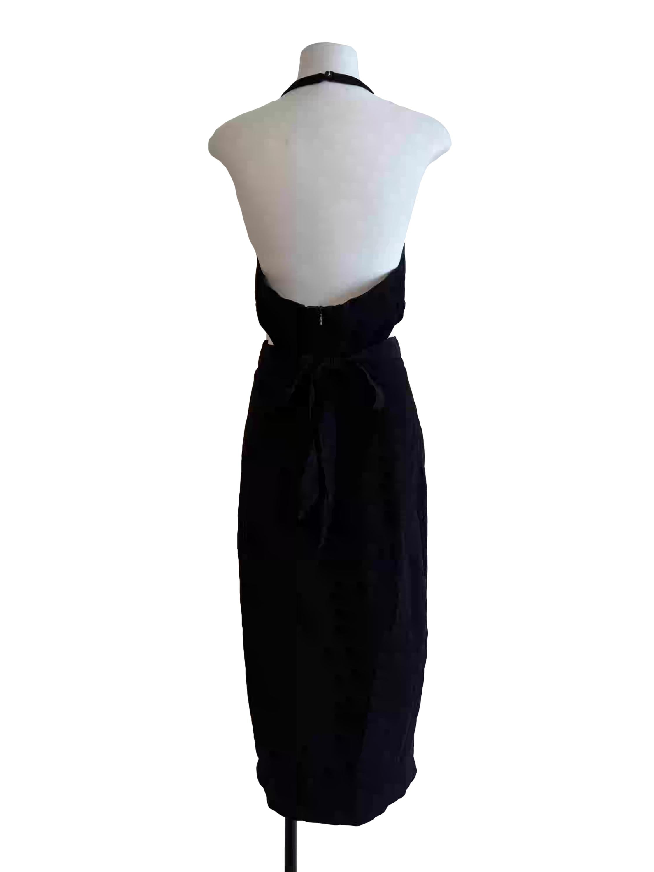 Rich Black Backless Bodycon Dress