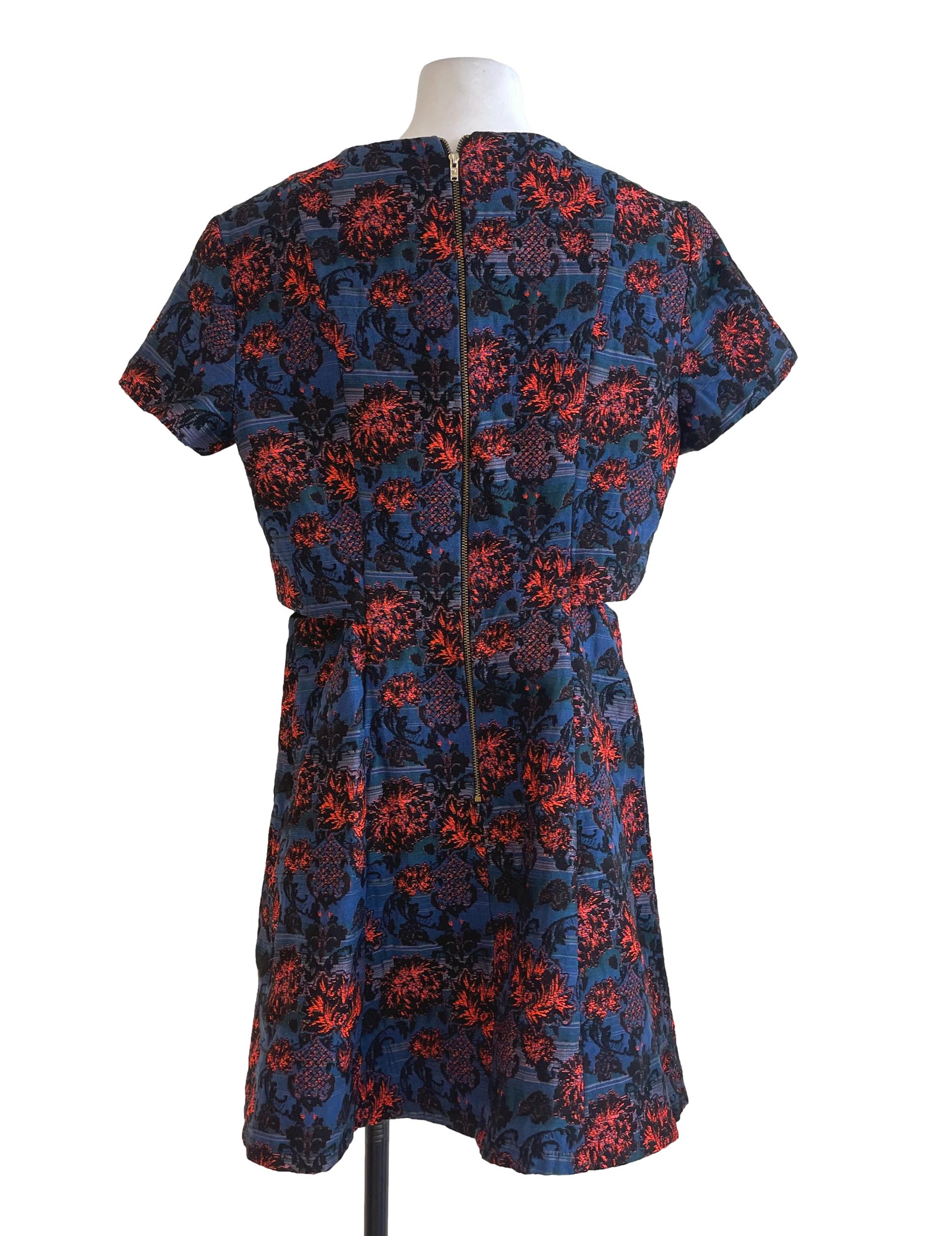 Navy Blue With Orange Floral Dress