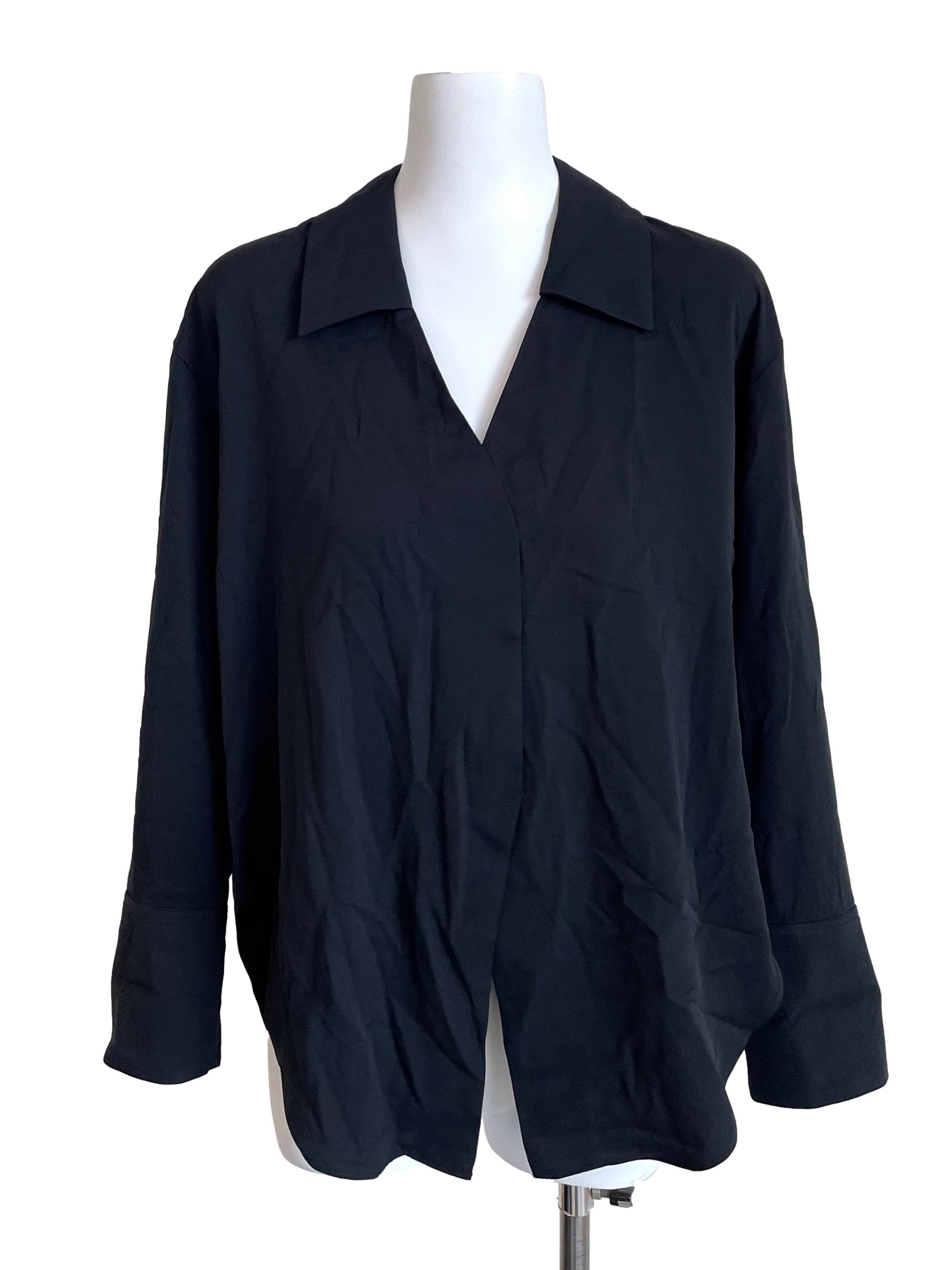 Black Slit Wide Tunic Blouse LB