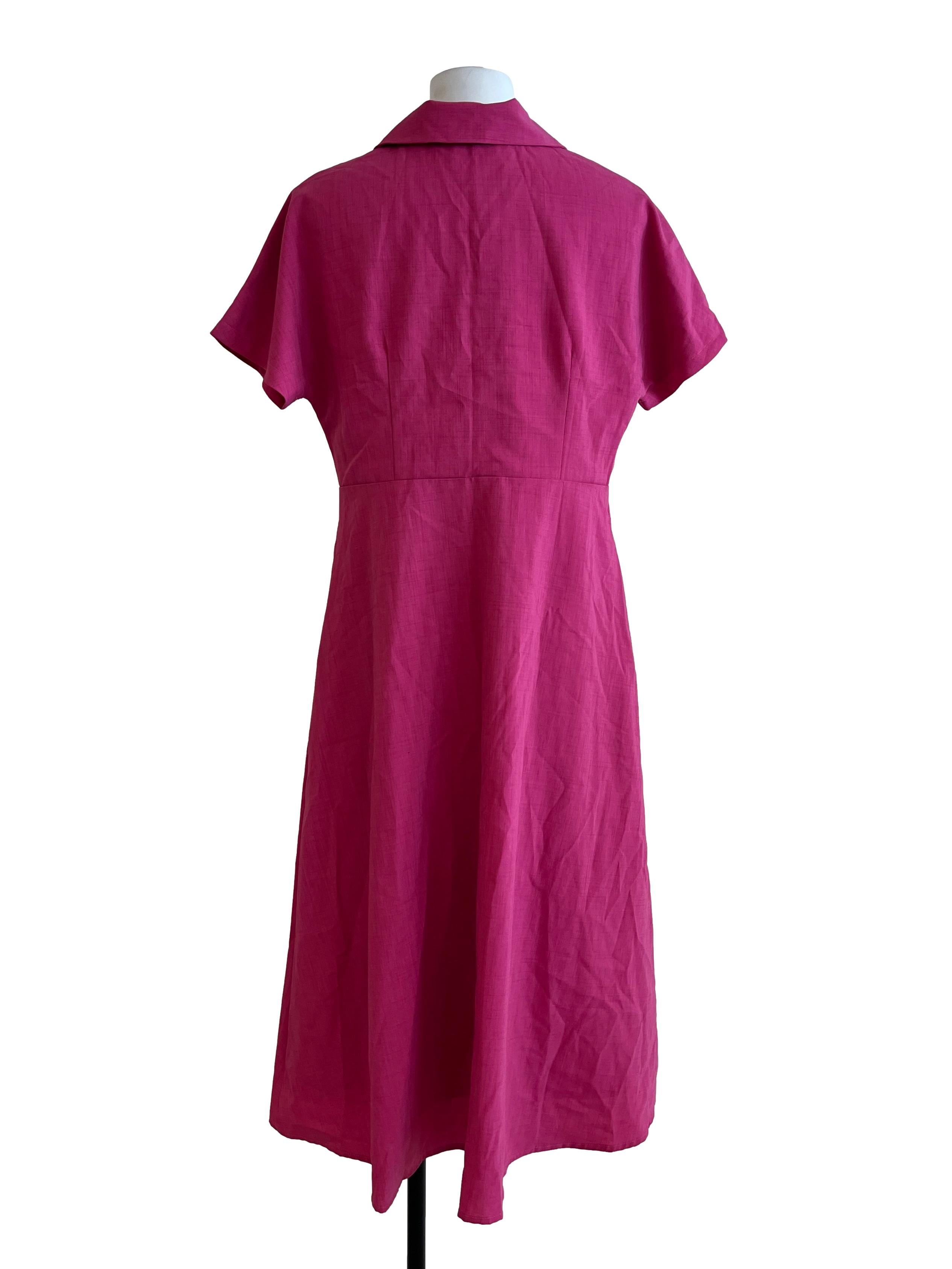 Hot Pink Button Up Dress