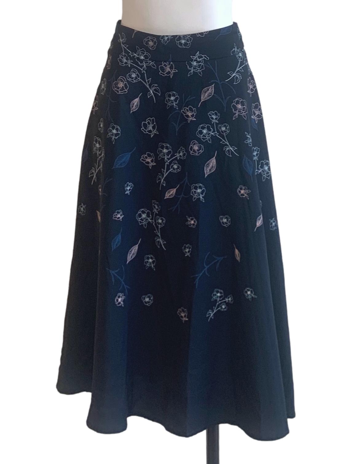 Navy Blue Printed Skirt LB