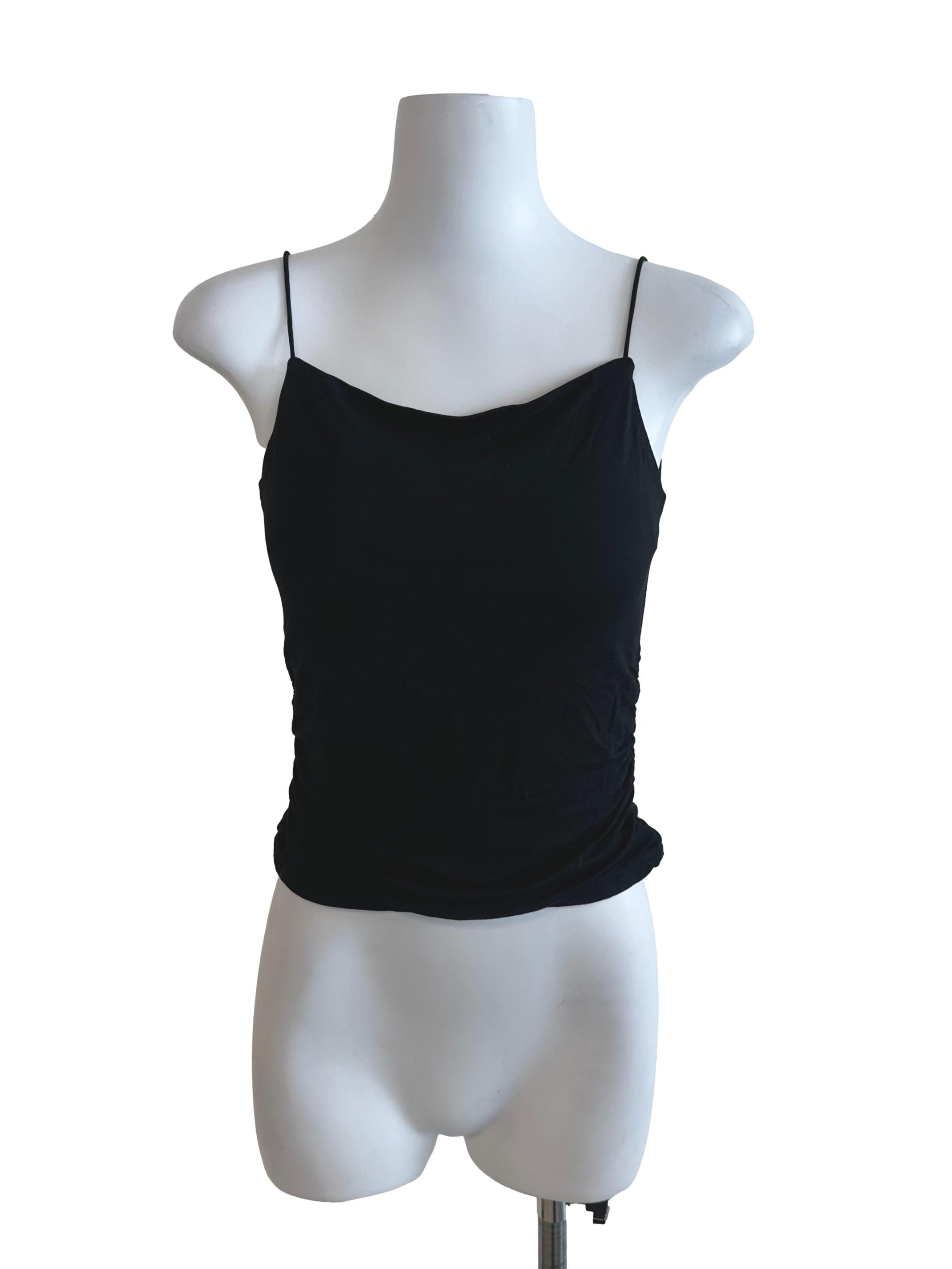 Raven Black Spaghetti Strap Fitted Top