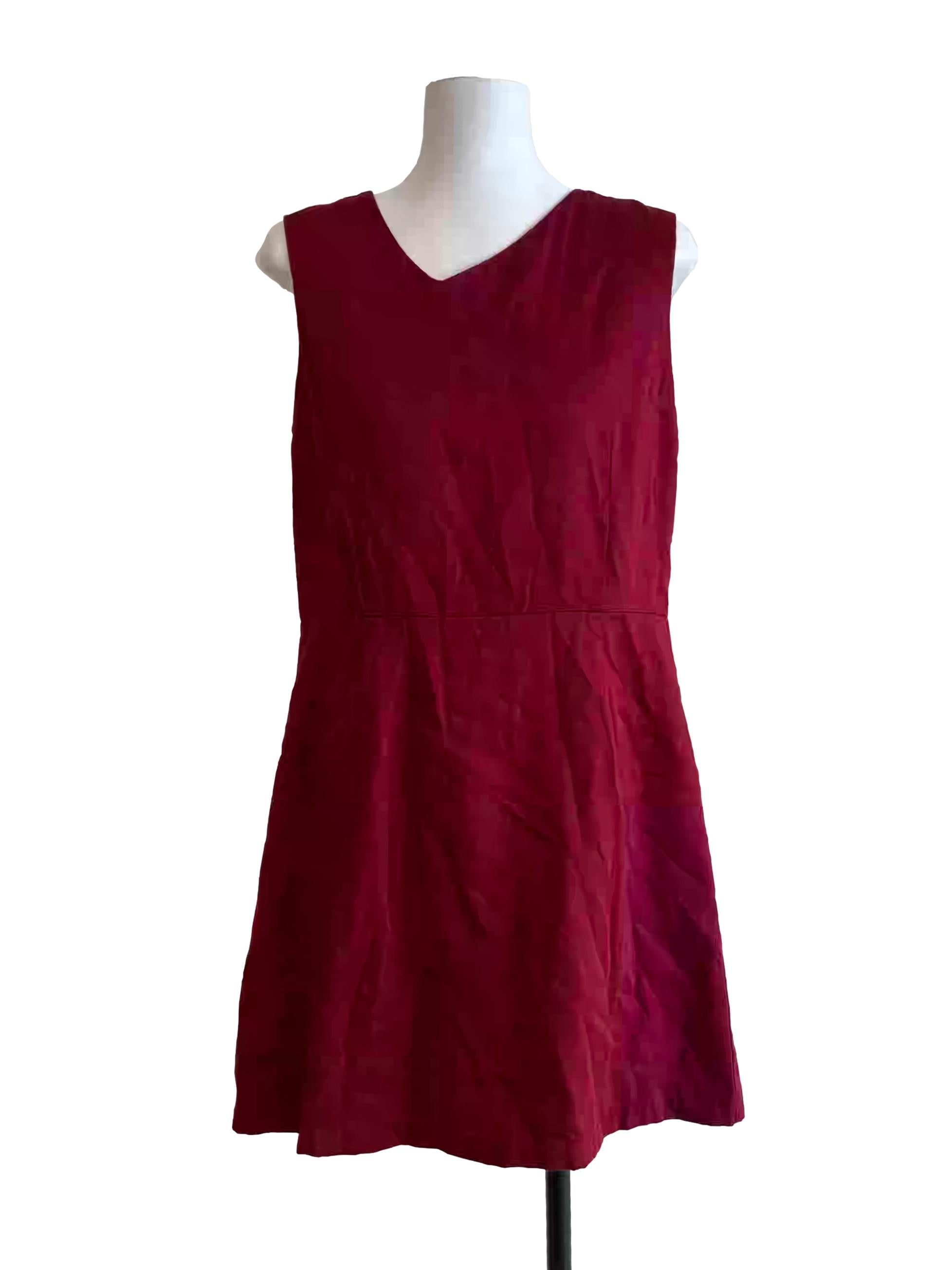 Crimson Red Sleeveless A-Line Dress