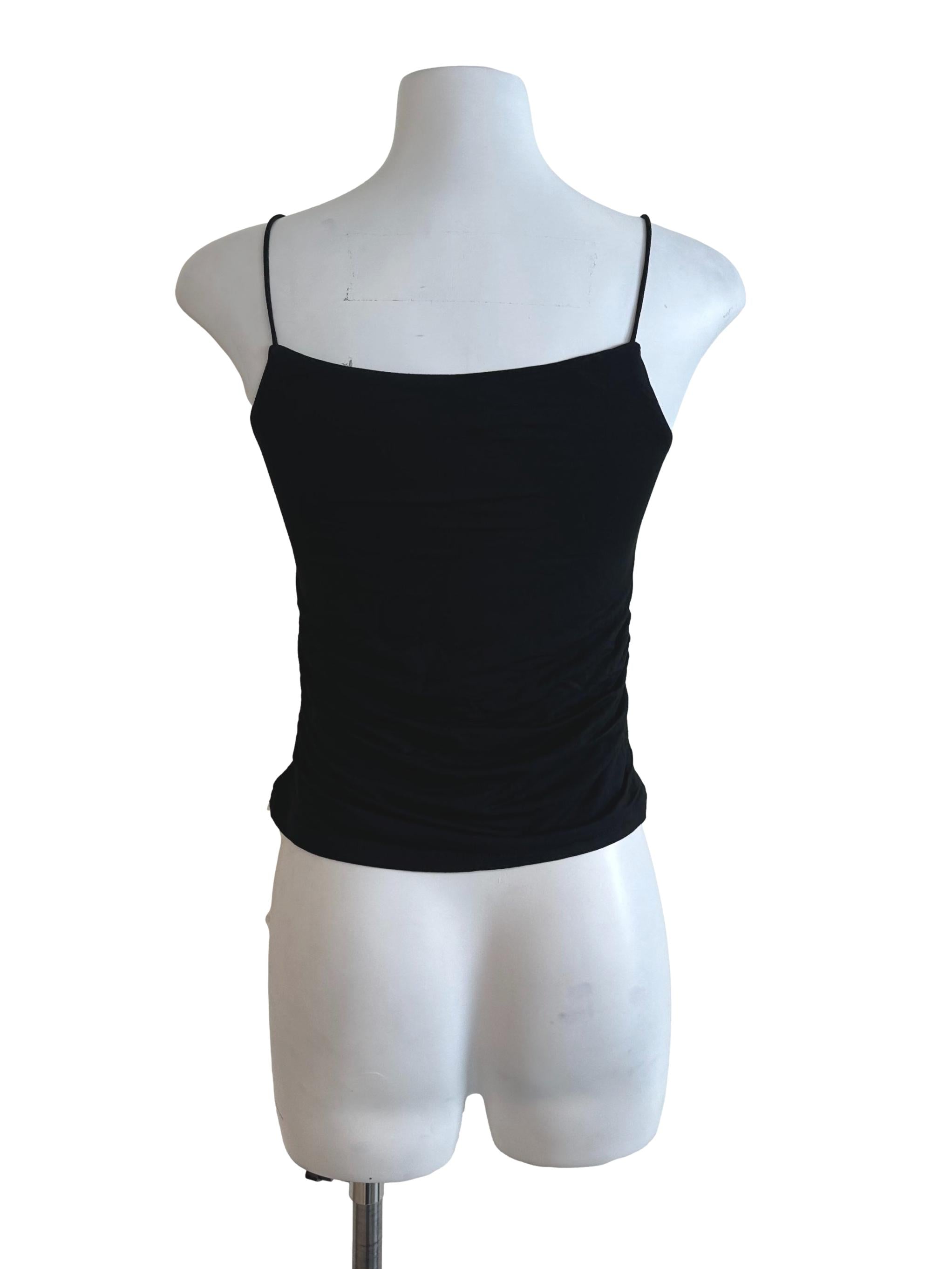 Raven Black Spaghetti Strap Fitted Top