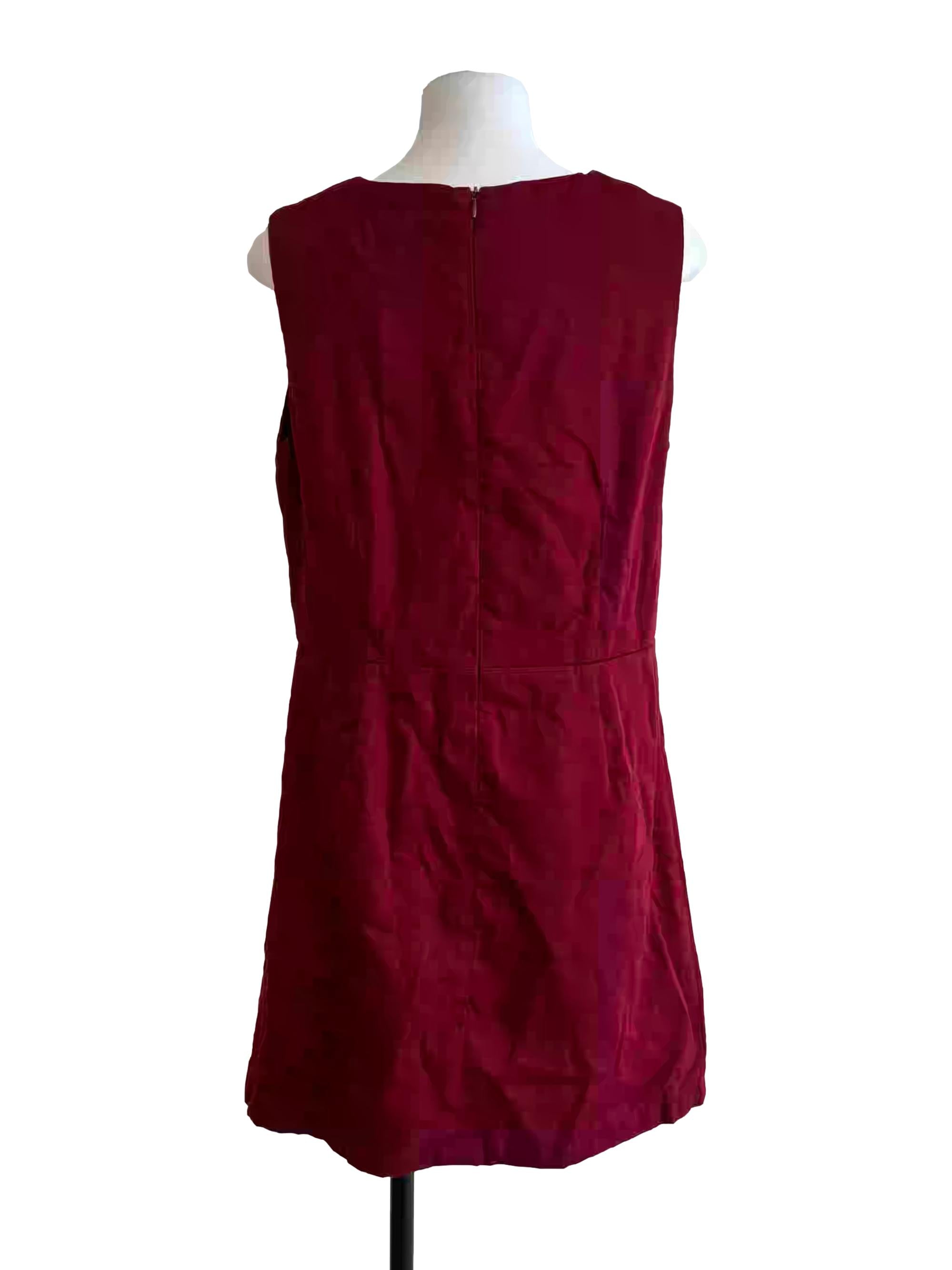 Crimson Red Sleeveless A-Line Dress