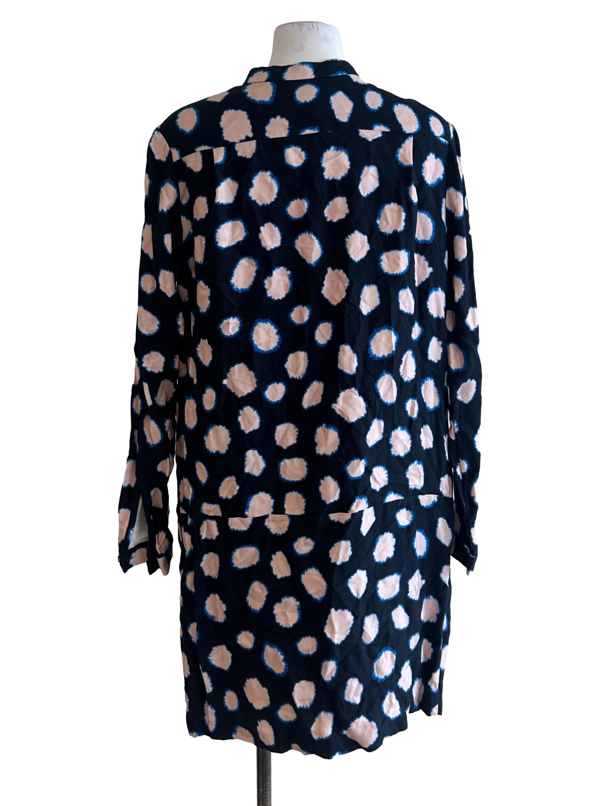 Midnight Blue Pattern Long Sleeve Dress