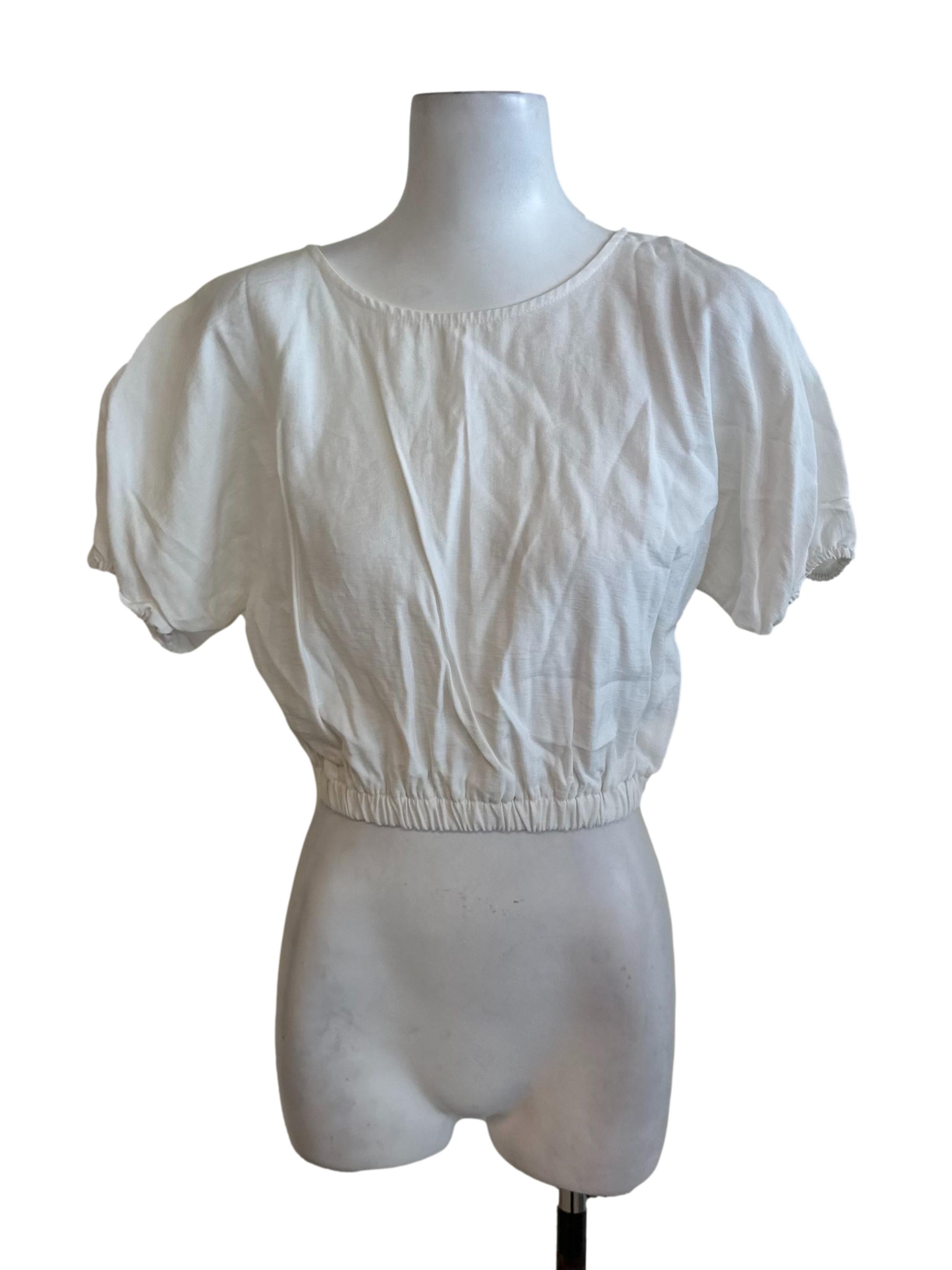 Off White Round Elastic Waist Top