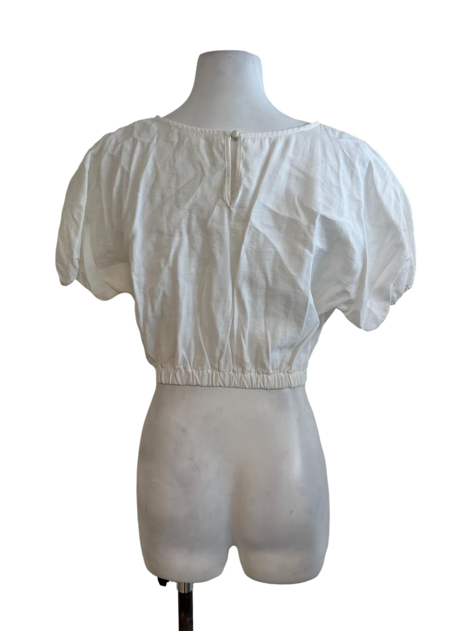 Off White Round Elastic Waist Top