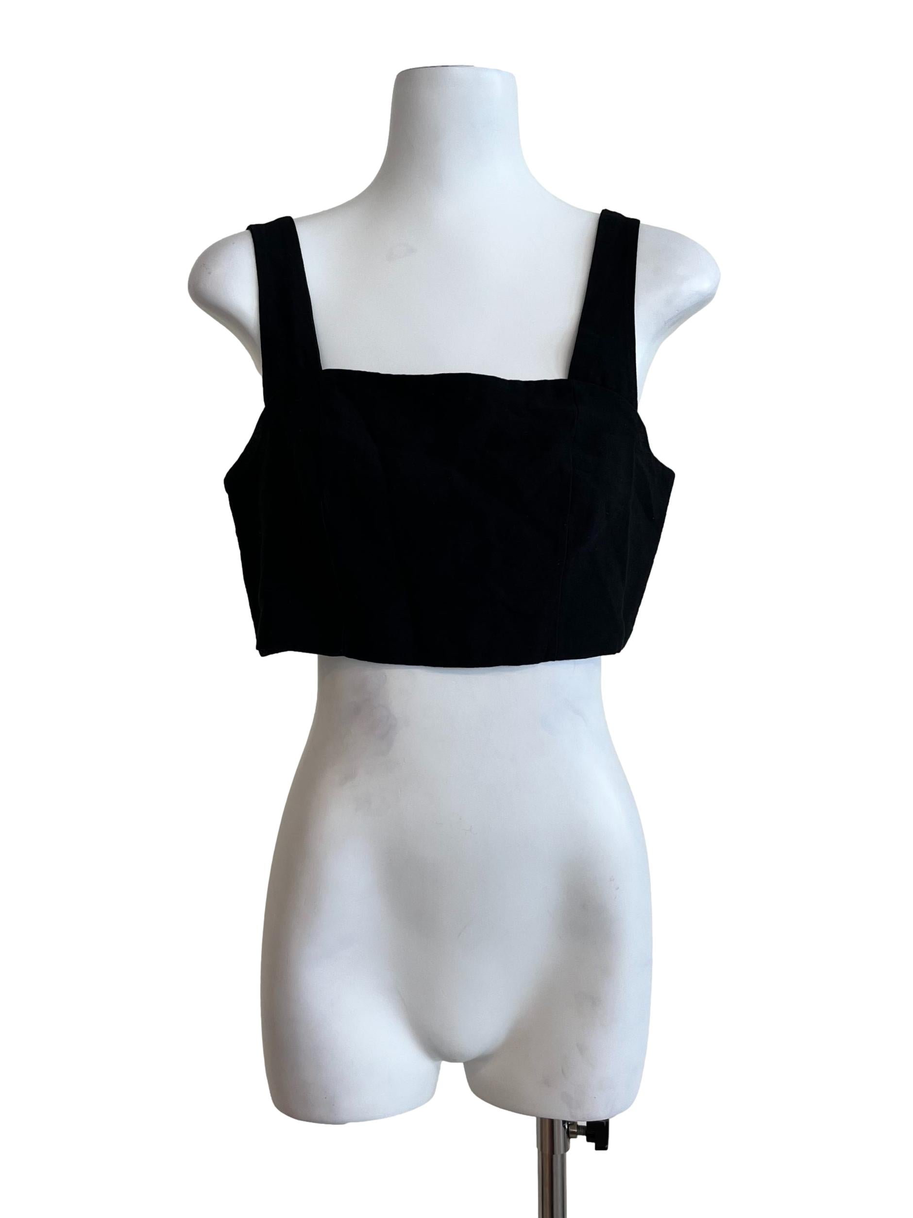Black Sleeveless Back Zip Top