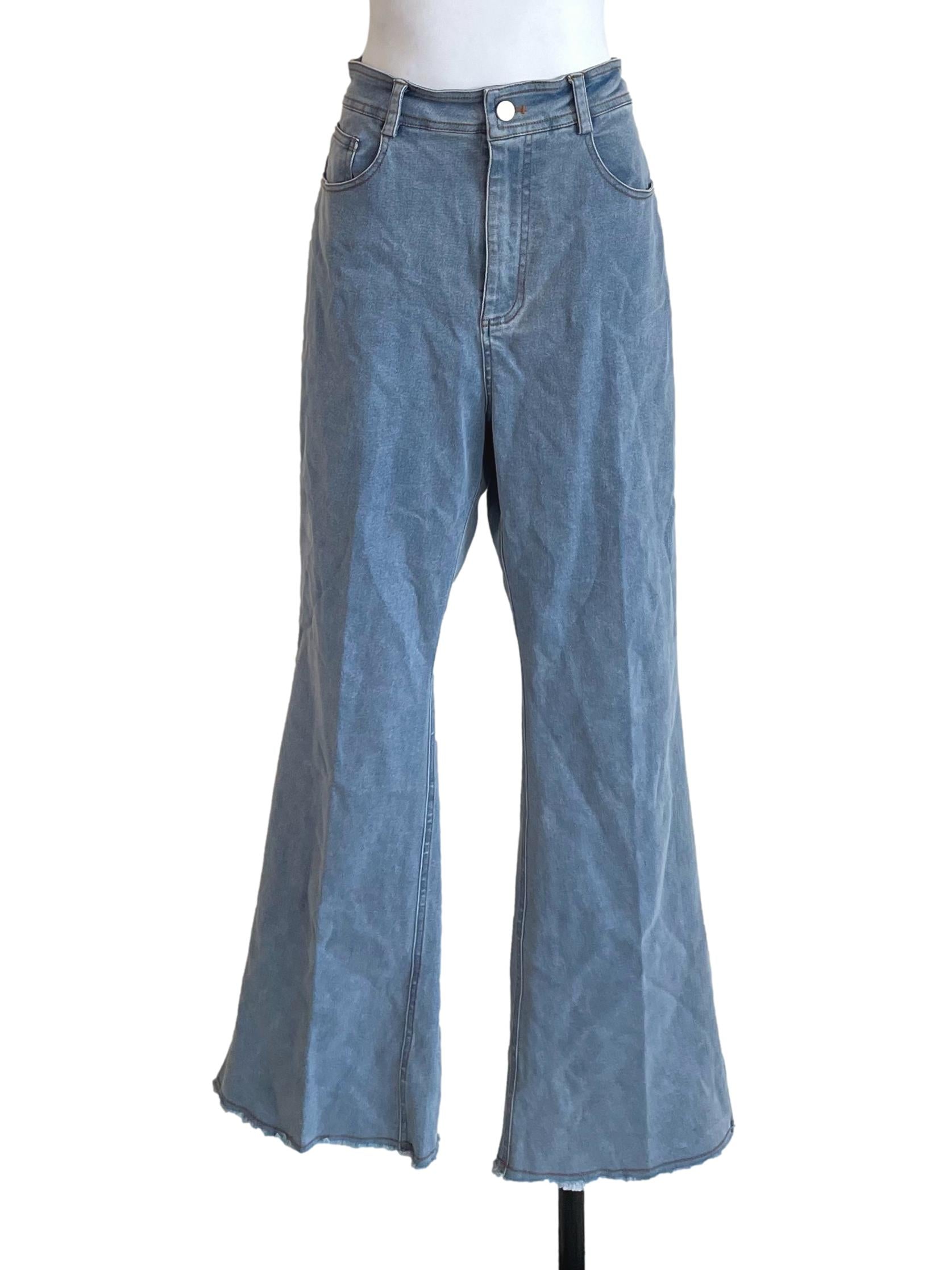 Light Blue Flared Distressed Jeans