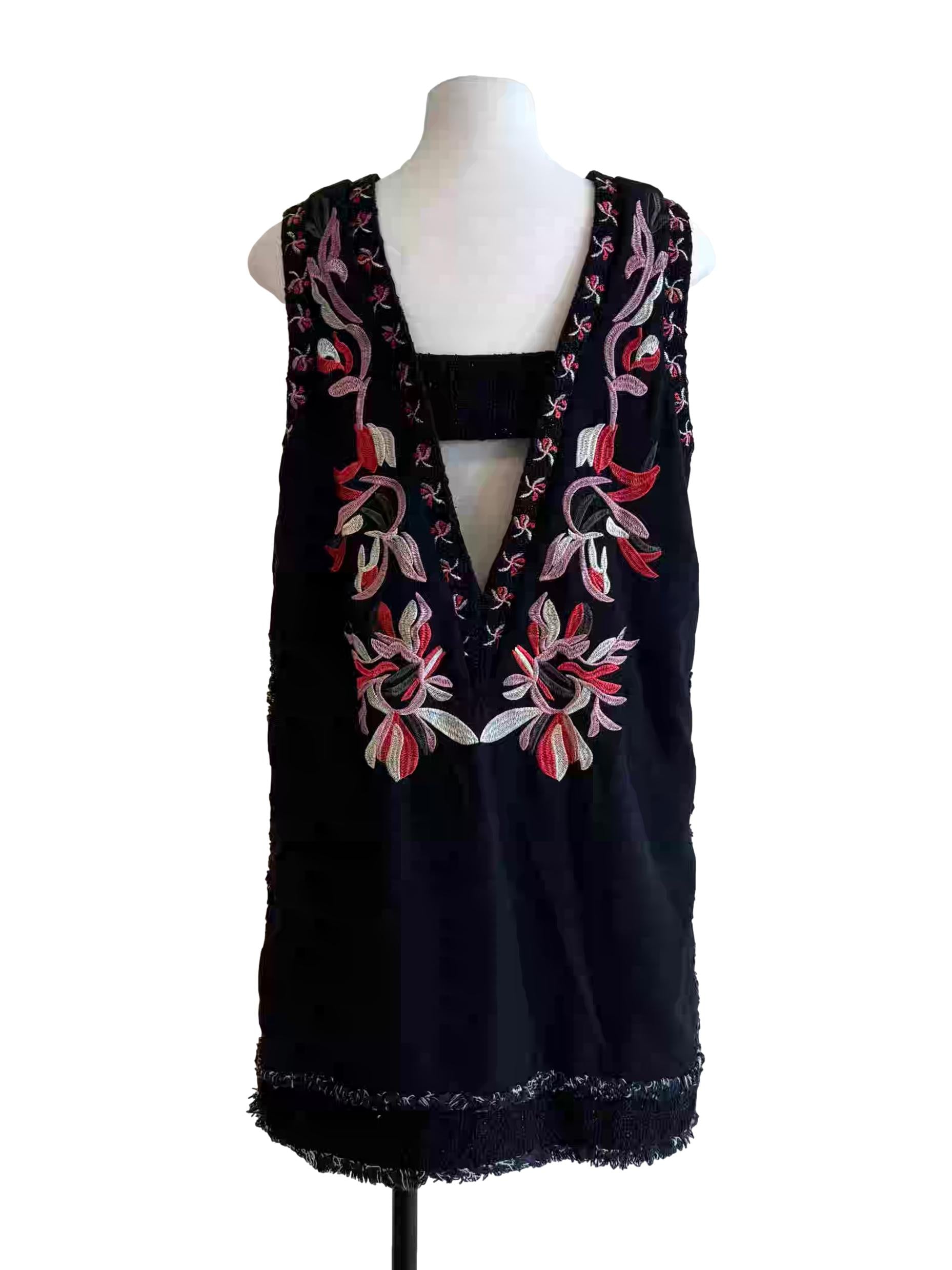 Onyx Black Embroidered Sleeveless Dress