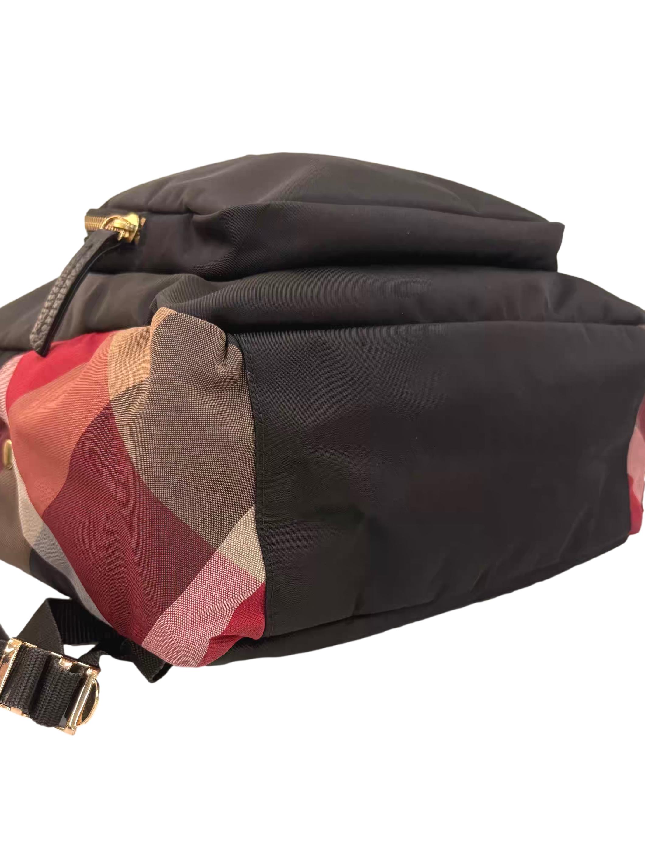 Black Partial Crestbridge Check Nylon Backpack CSN