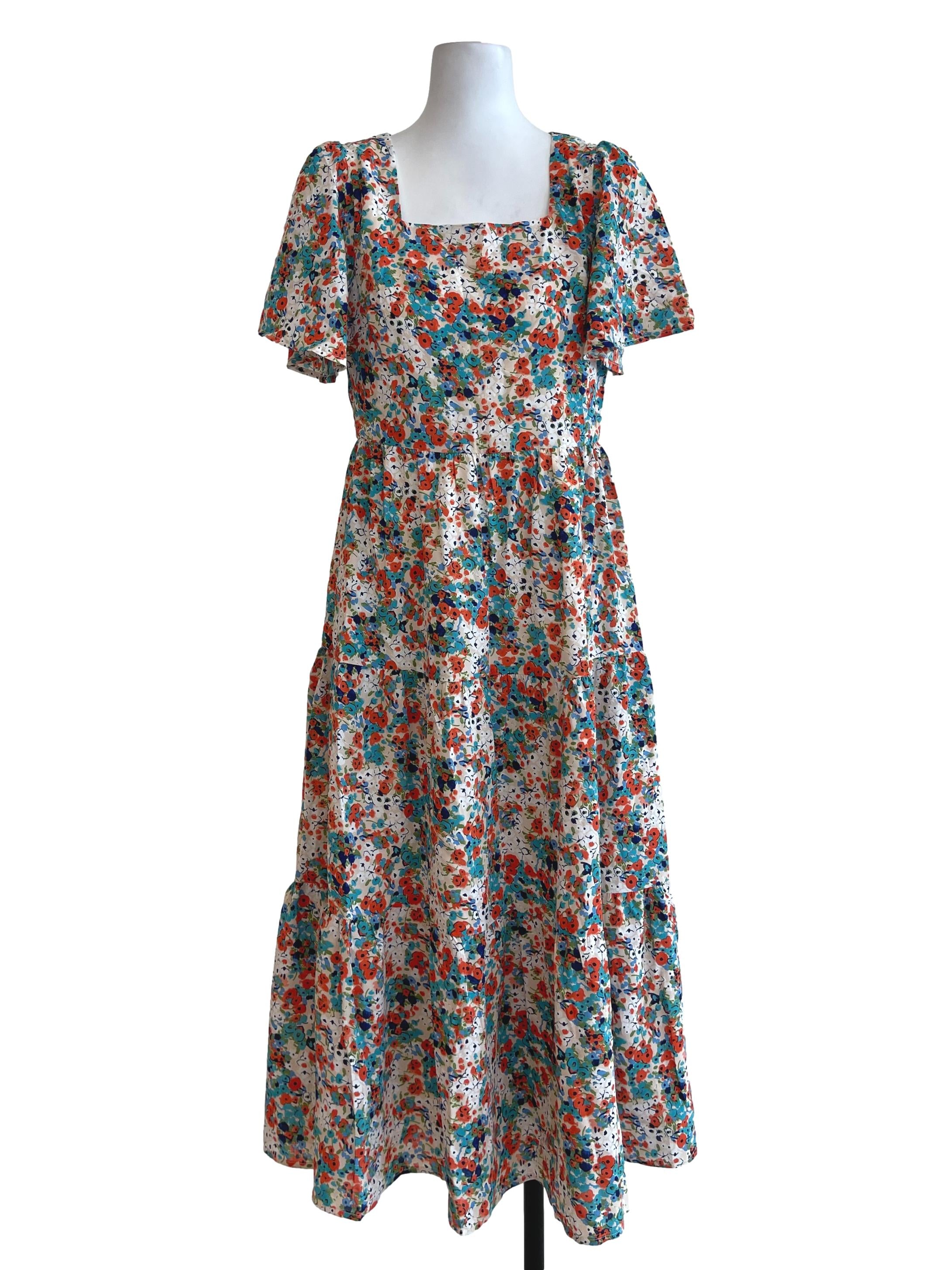 Peach Floral Tiered Dress