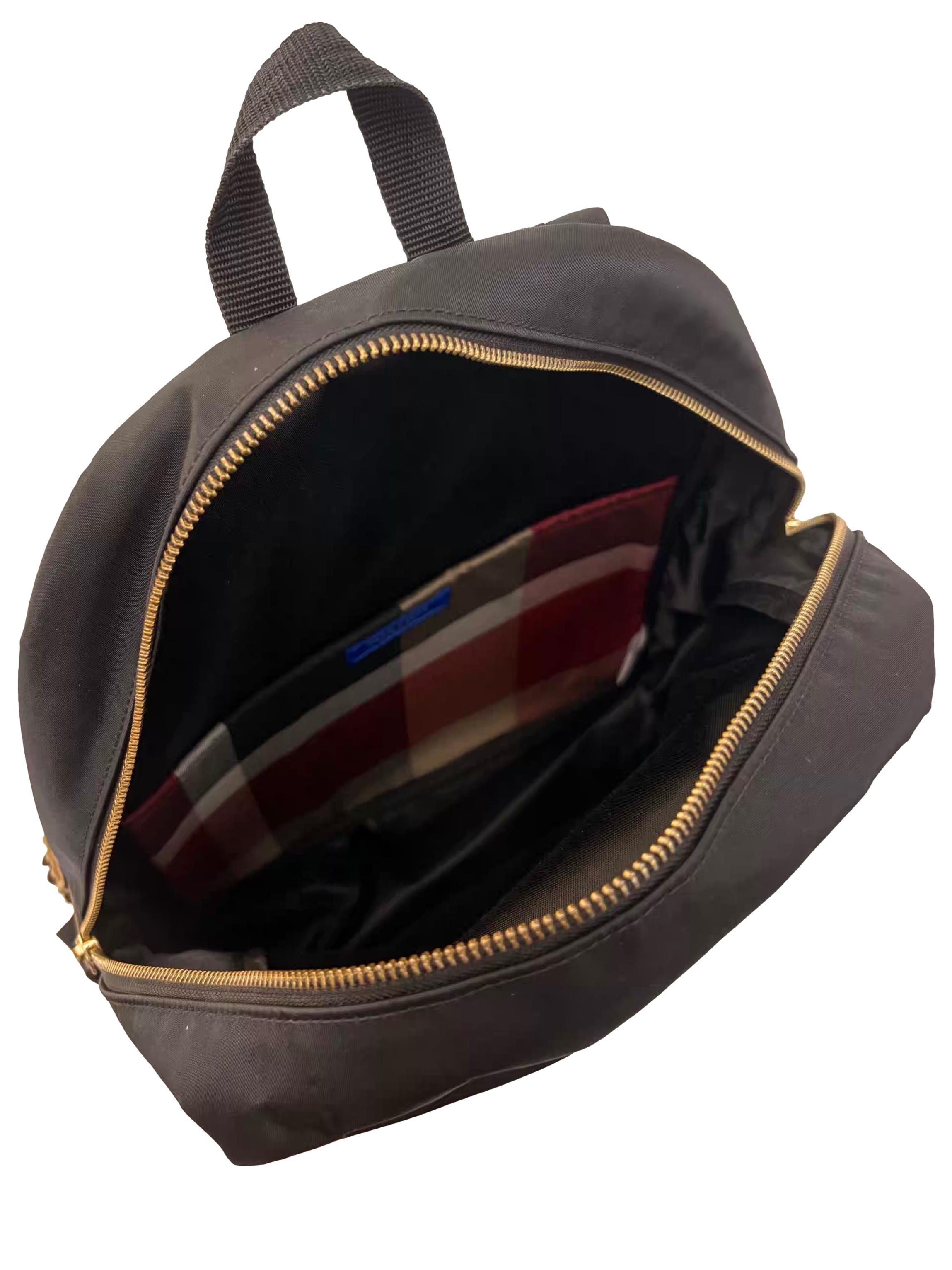 Black Partial Crestbridge Check Nylon Backpack CSN